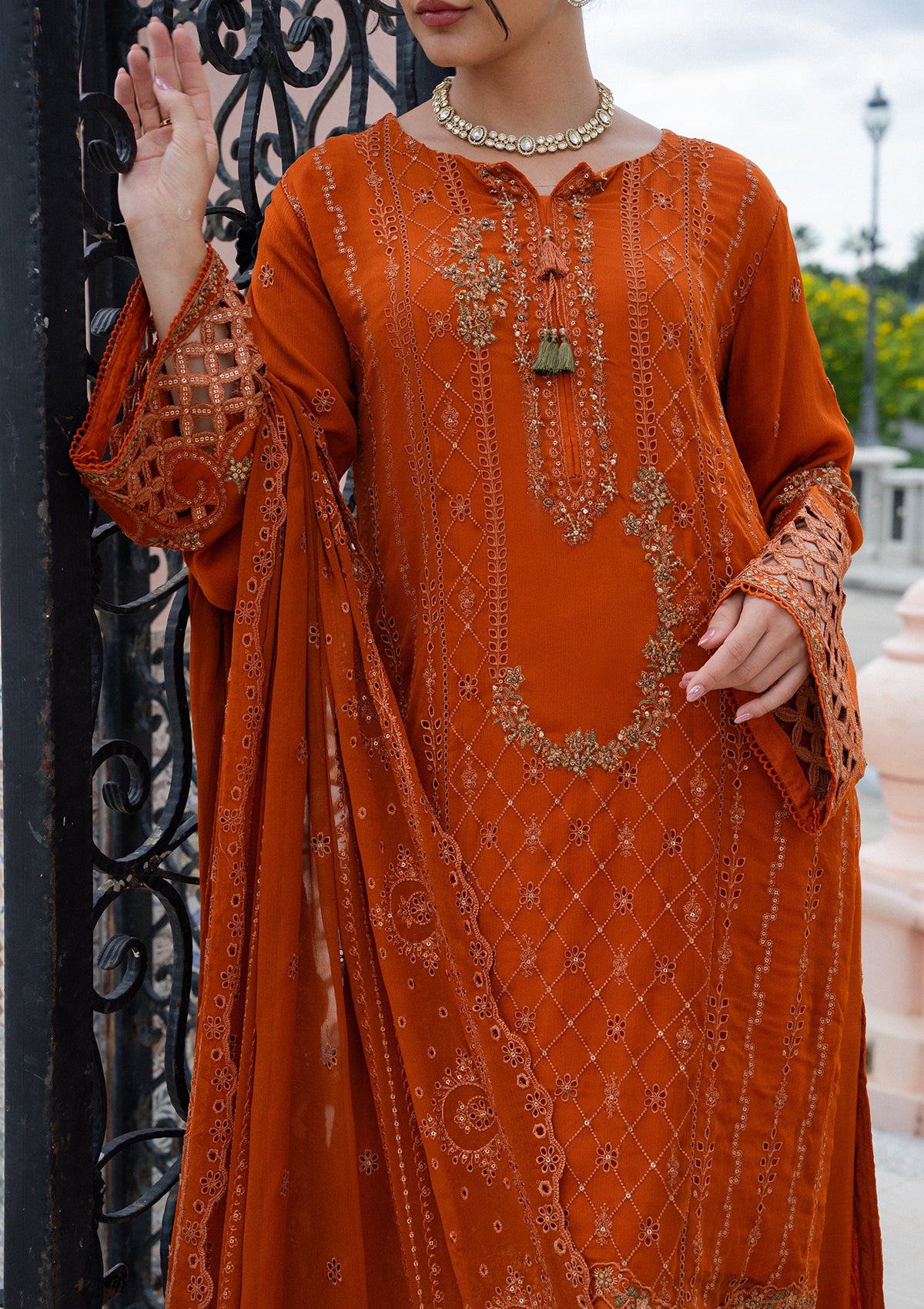 Embroidered Chiffon BT006979-MRD