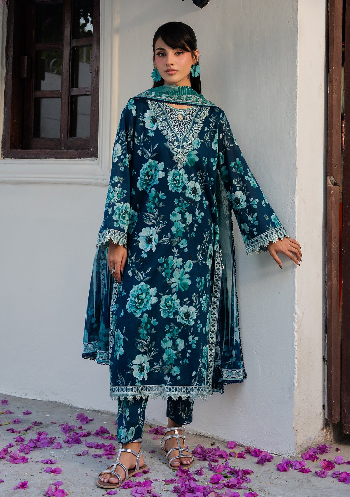 PRINTED EMBROIDERED Lawn BT006892-BLU