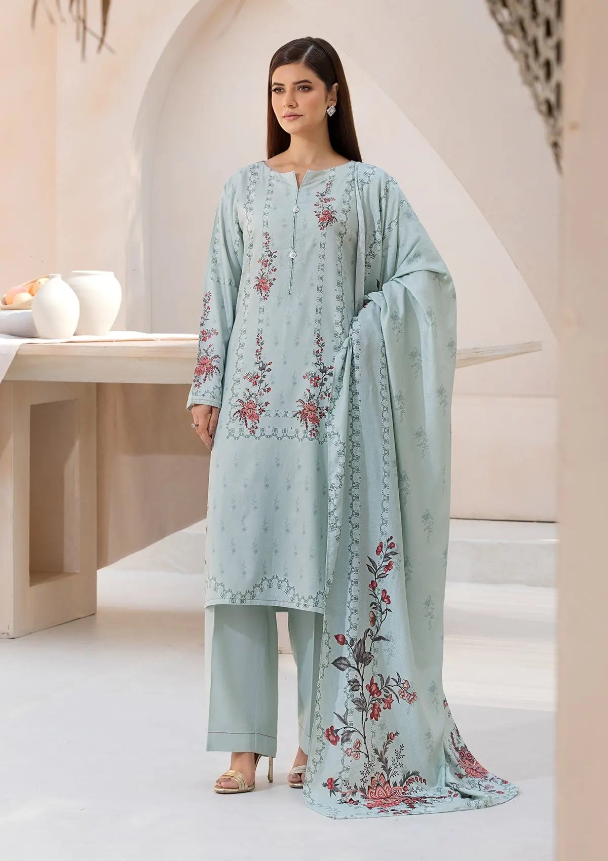 Printed Linen BT6545-SKY Bin Tayyab