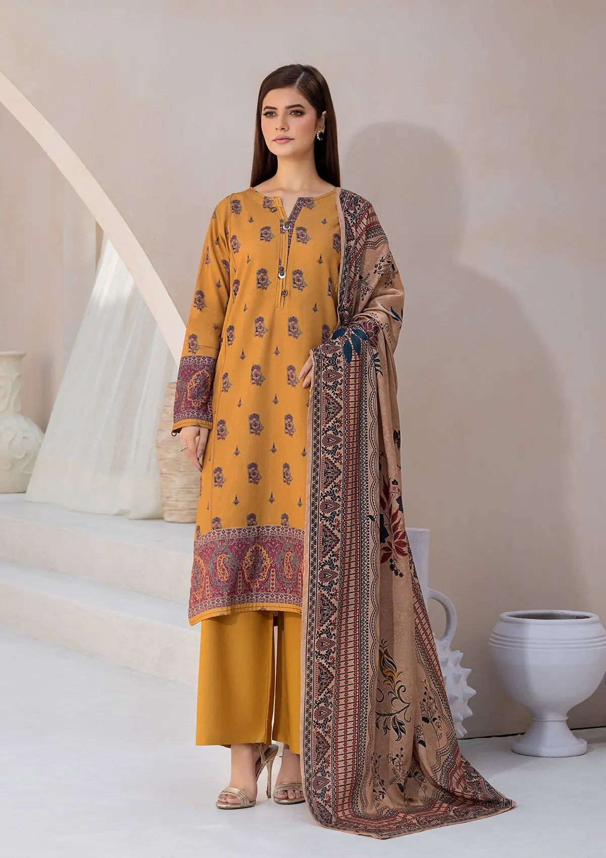 Printed Linen BT6545-YLO Bin Tayyab