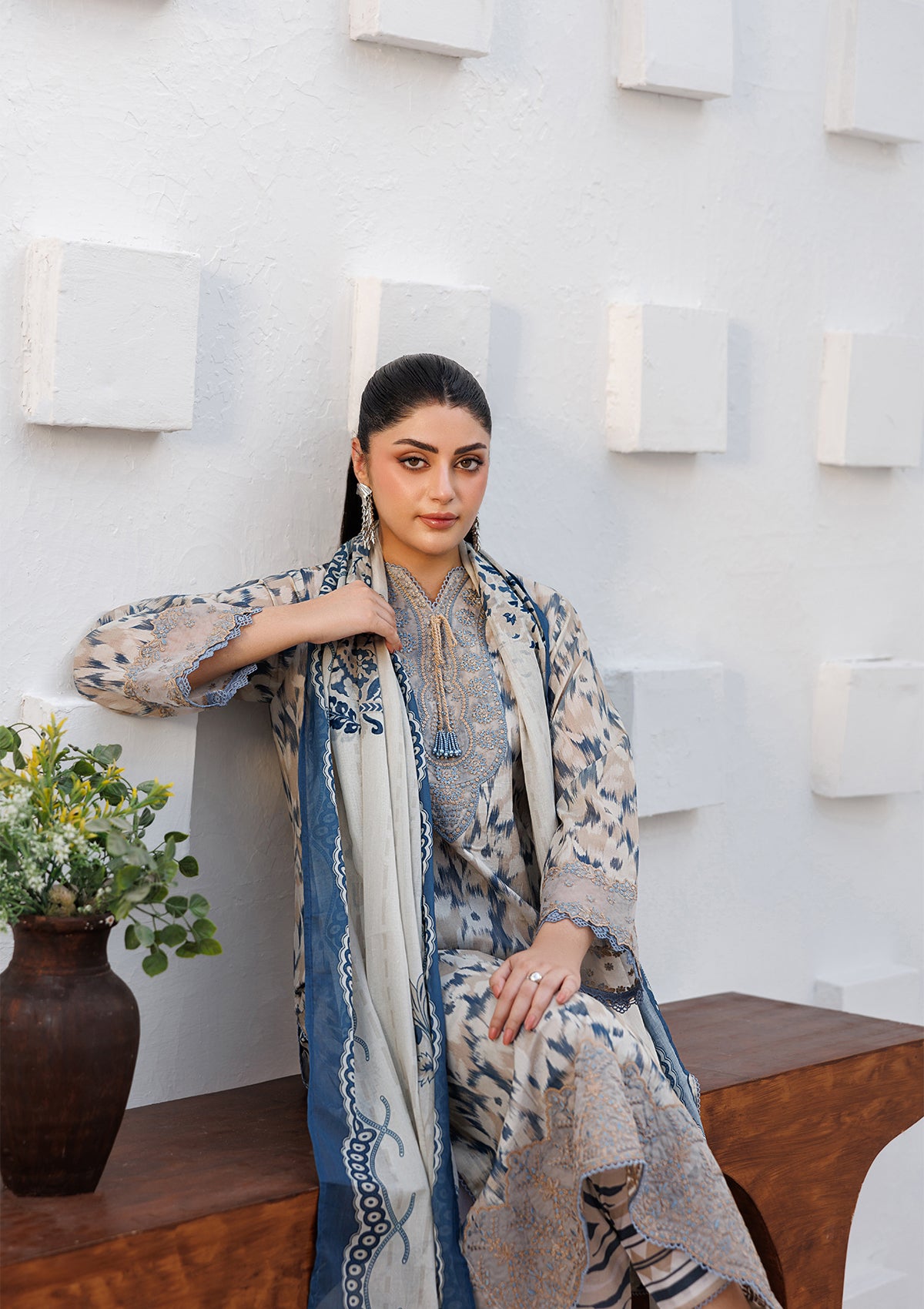 PRINTED EMB LAWN BT006810-SNB