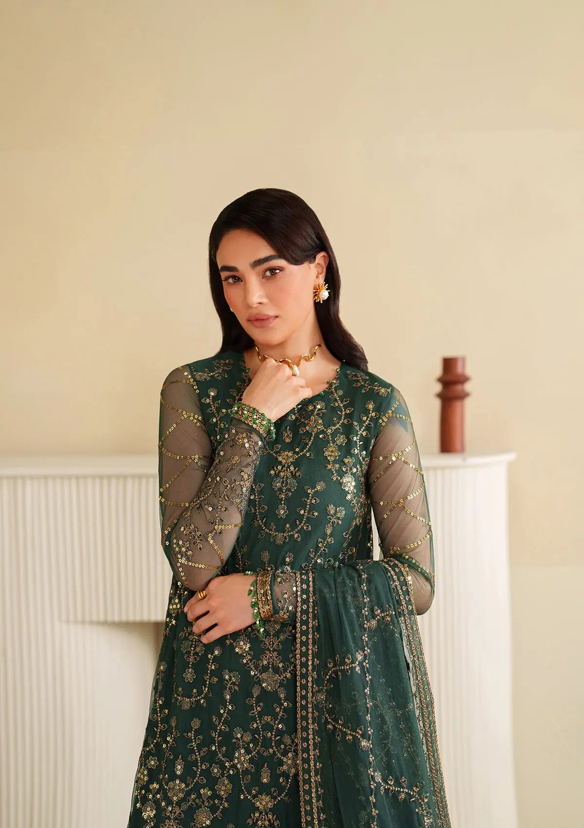 Embroidered Net BT6488-GRN Bin Tayyab