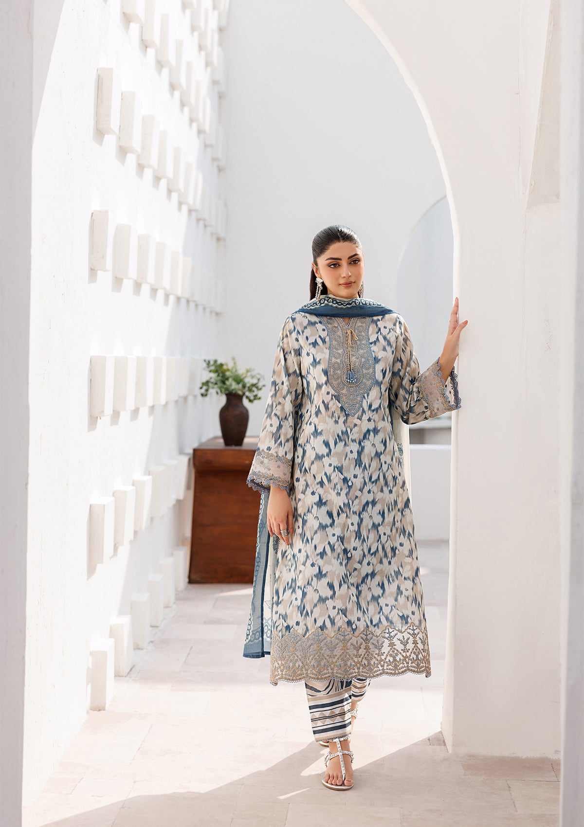 PRINTED EMB LAWN BT006810-SNB