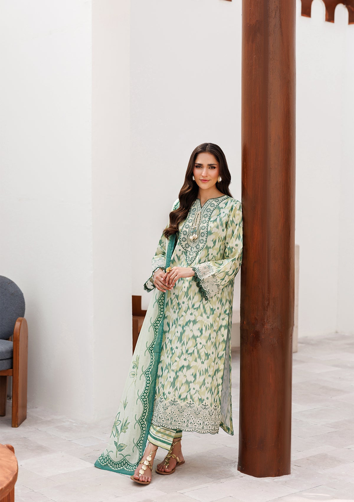 PRINTED EMB LAWN BT006810-LGR