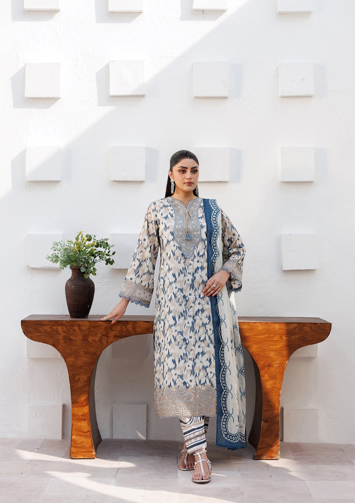 PRINTED EMB LAWN BT006810-SNB