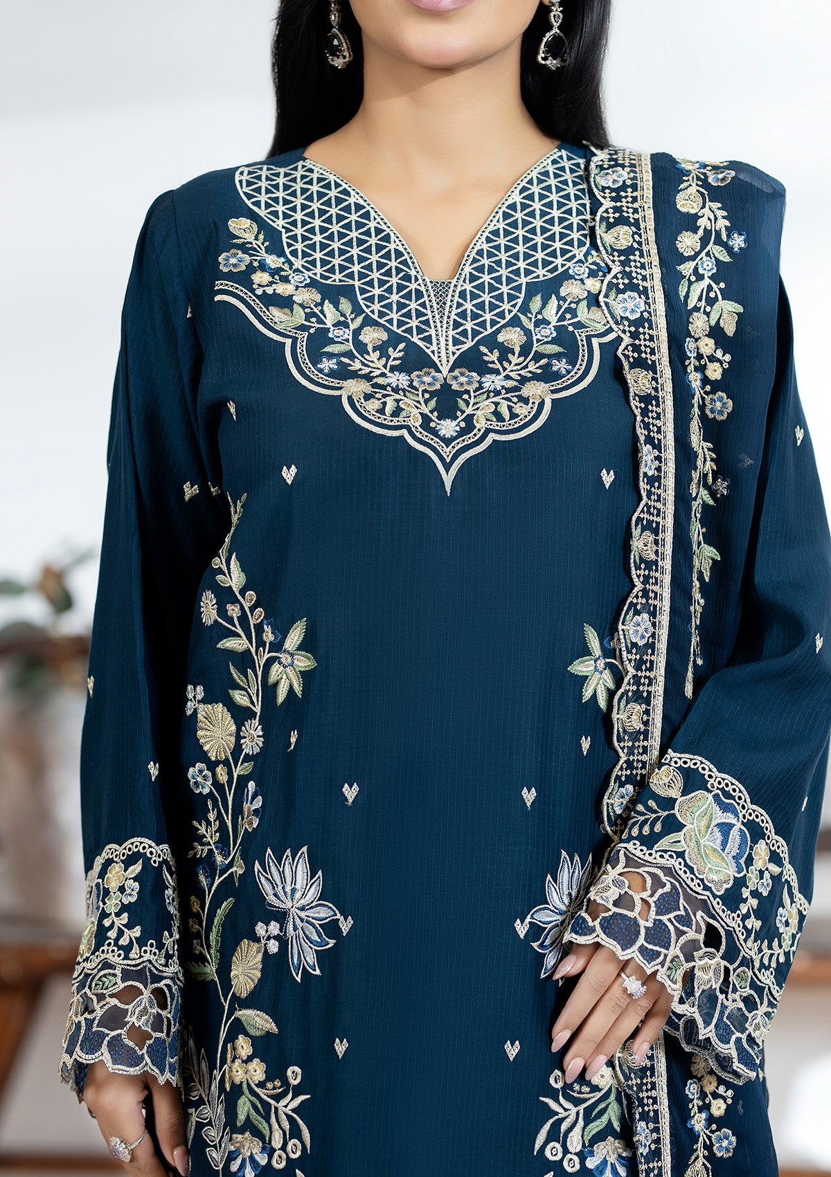 Embroidered Viscose BT006604-BLU