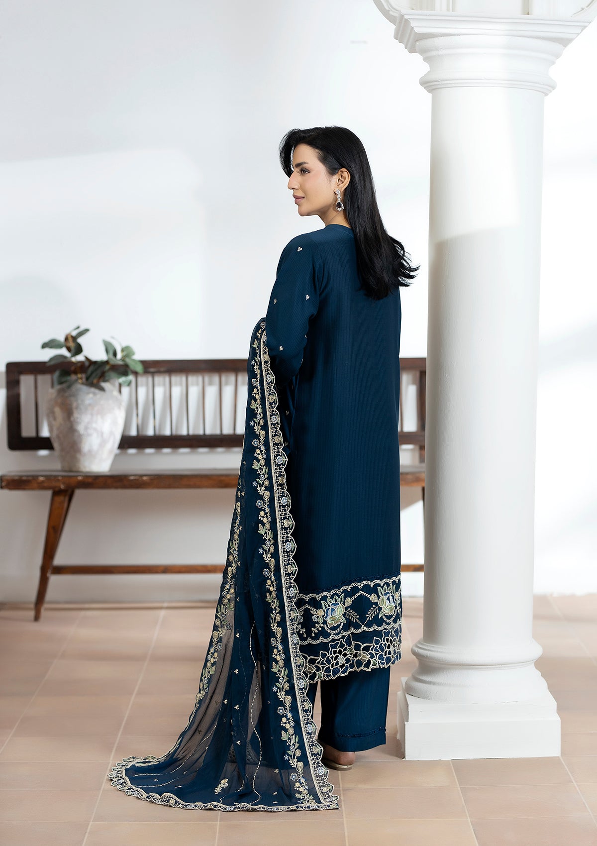 Embroidered Viscose BT006604-BLU