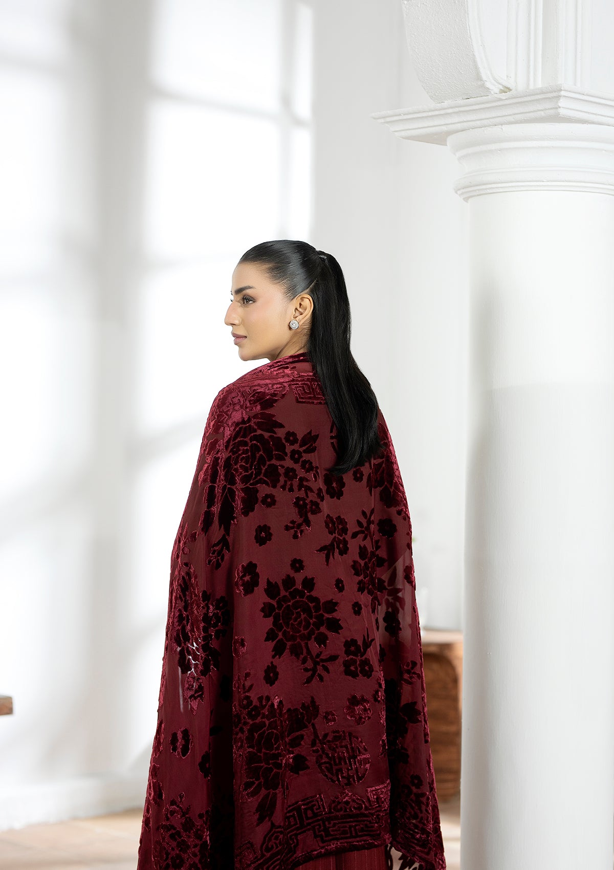 Embroidered Dhanak BT6619-MRN