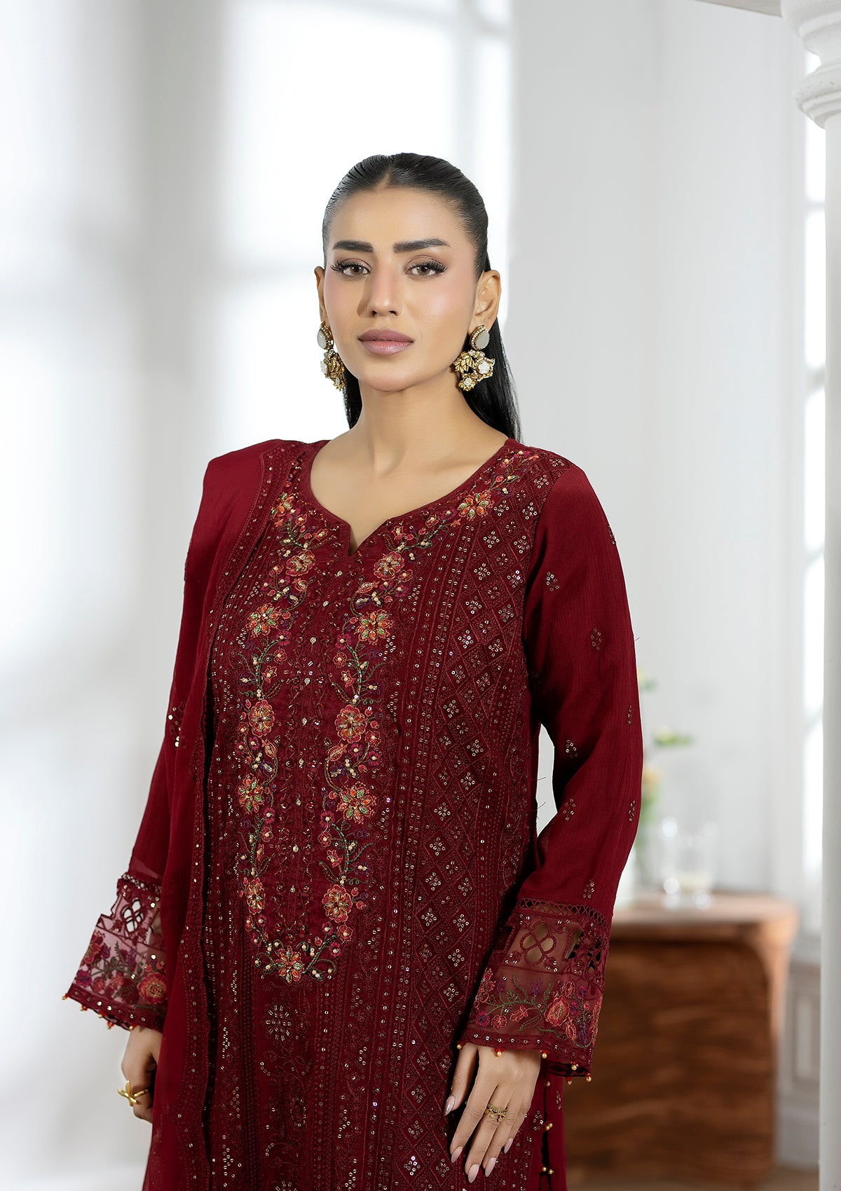 Embroidered Organza BT6602-MRN