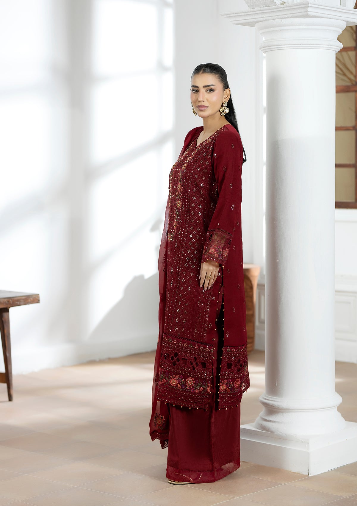 Embroidered Organza BT6602-MRN