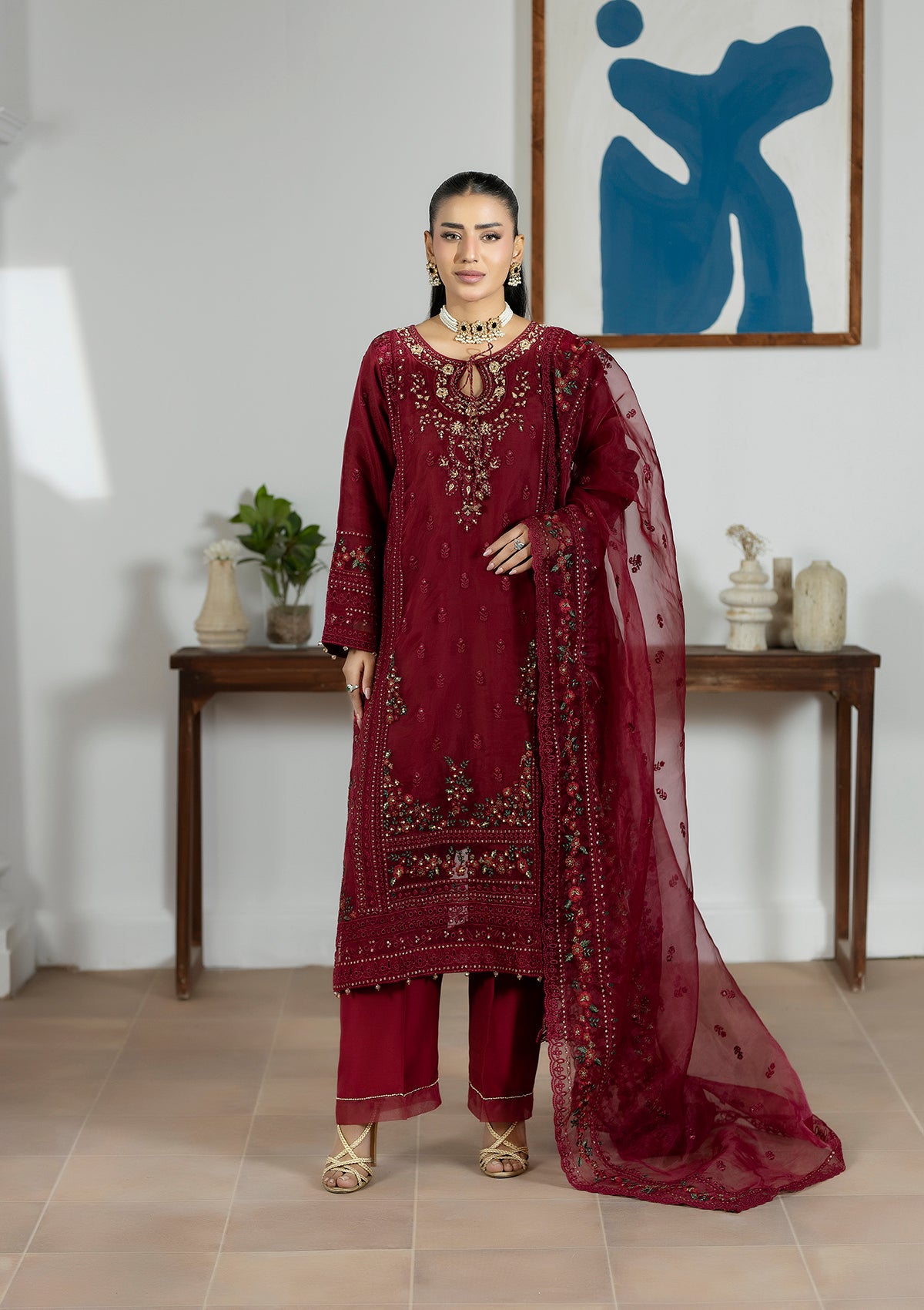 Embroidered Organza BT6615-MRN