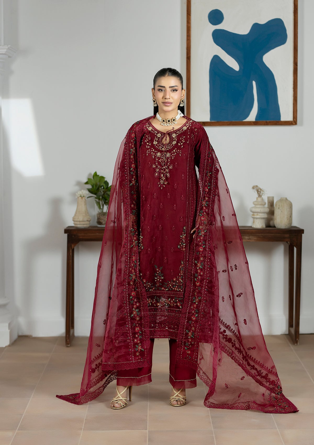 Embroidered Organza BT6615-MRN