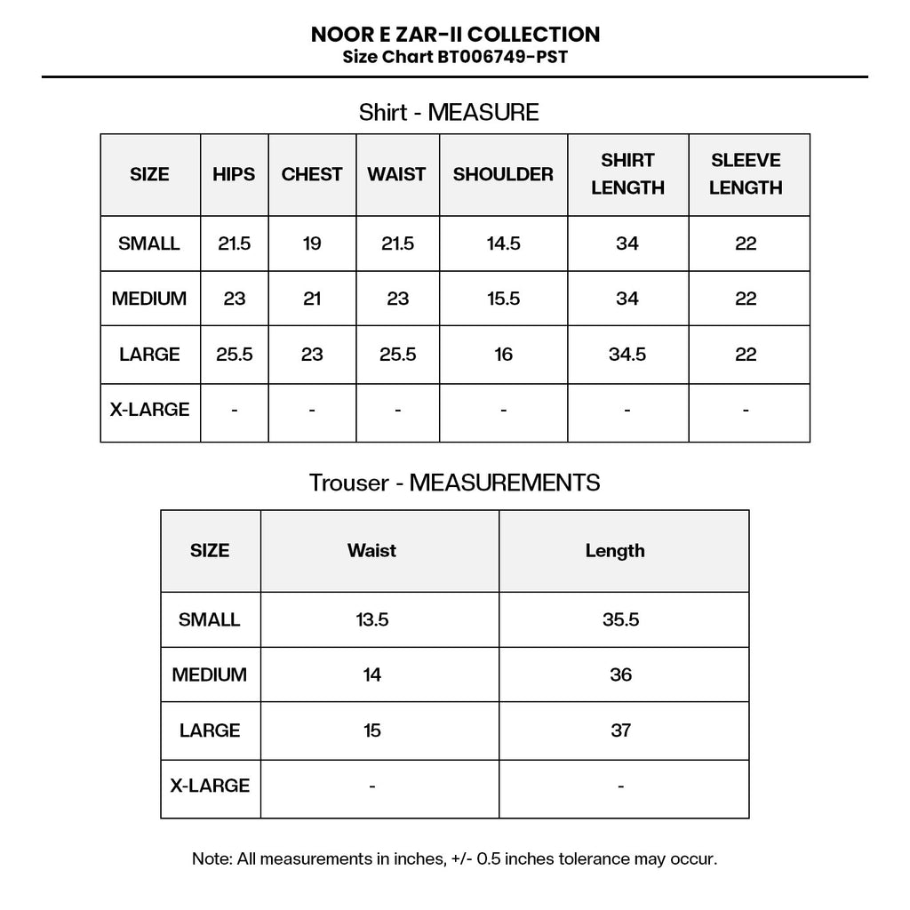 EMBROIDERED COTTON BT006749-PST Size Chart