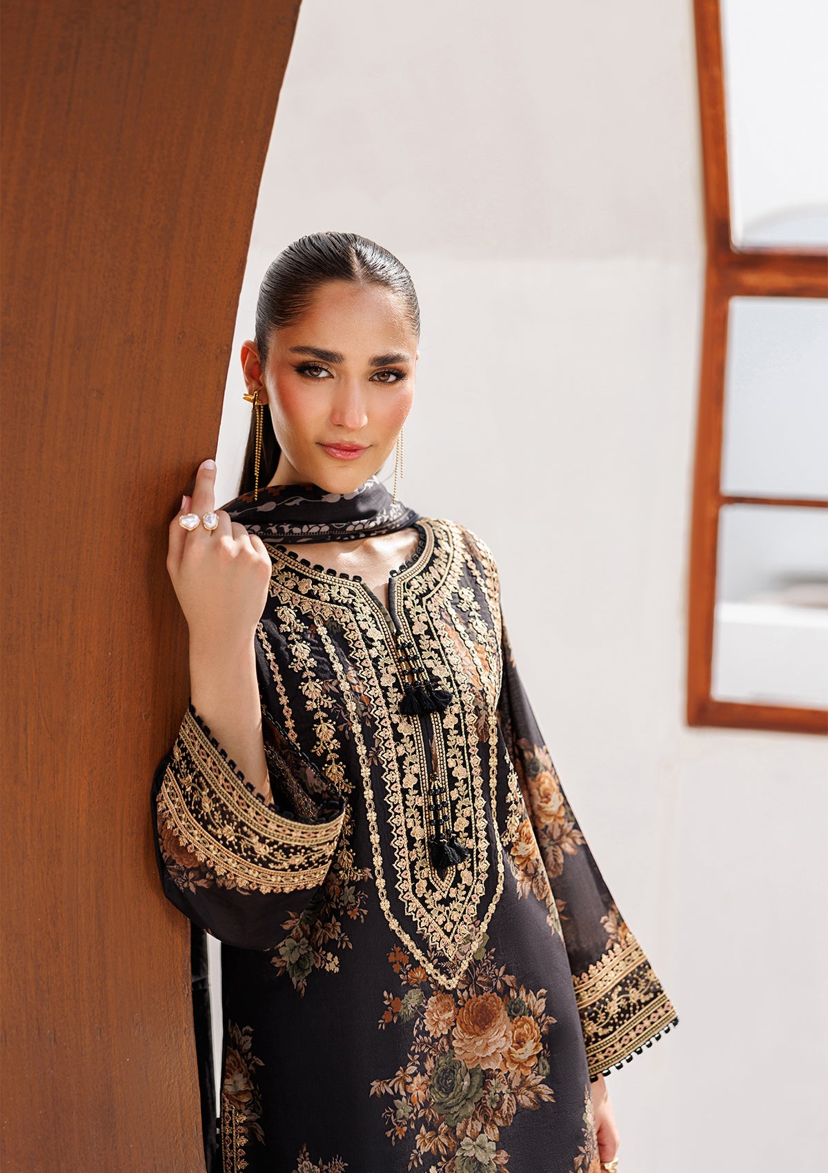 PRINTED EMB LAWN BT006810-BLK