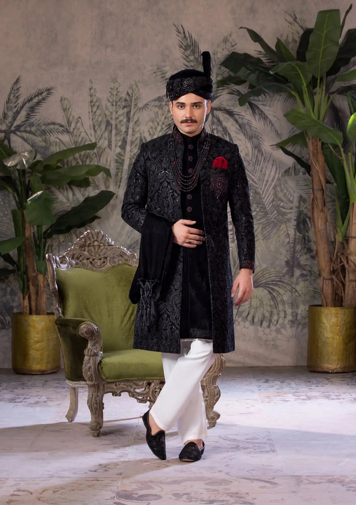 Bin Tayyab Sherwani (TD-1750)  BLACK Bin Tayyab