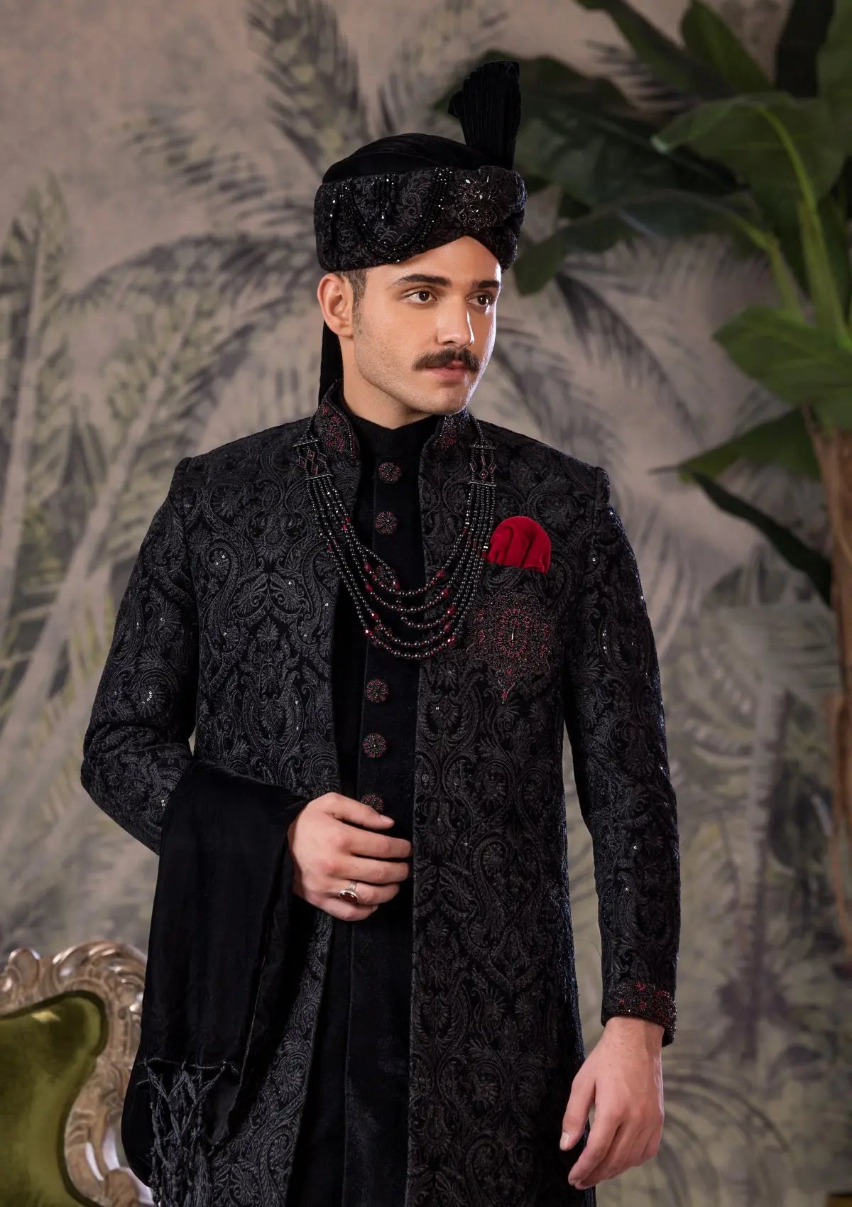 Bin Tayyab Sherwani (TD-1750)  BLACK Bin Tayyab