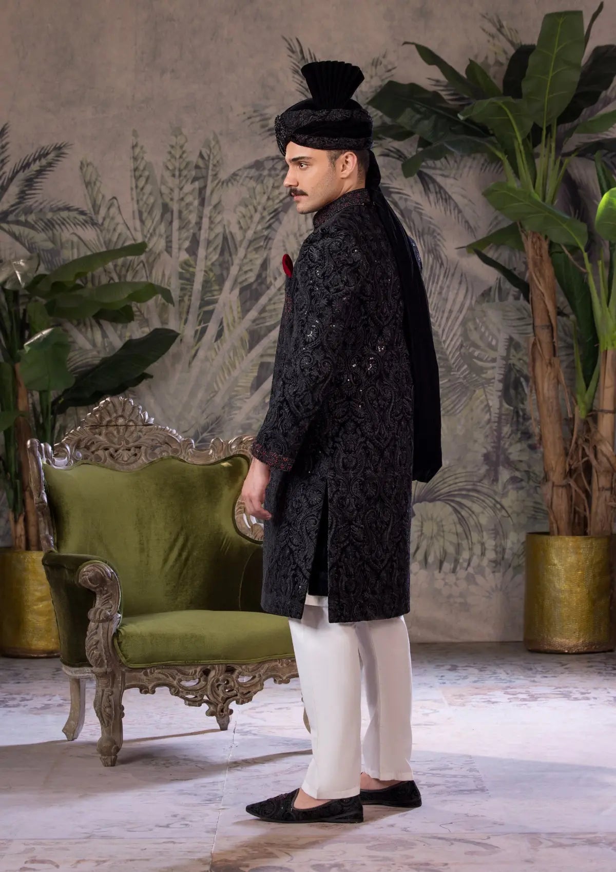 Bin Tayyab Sherwani (TD-1750)  BLACK Bin Tayyab