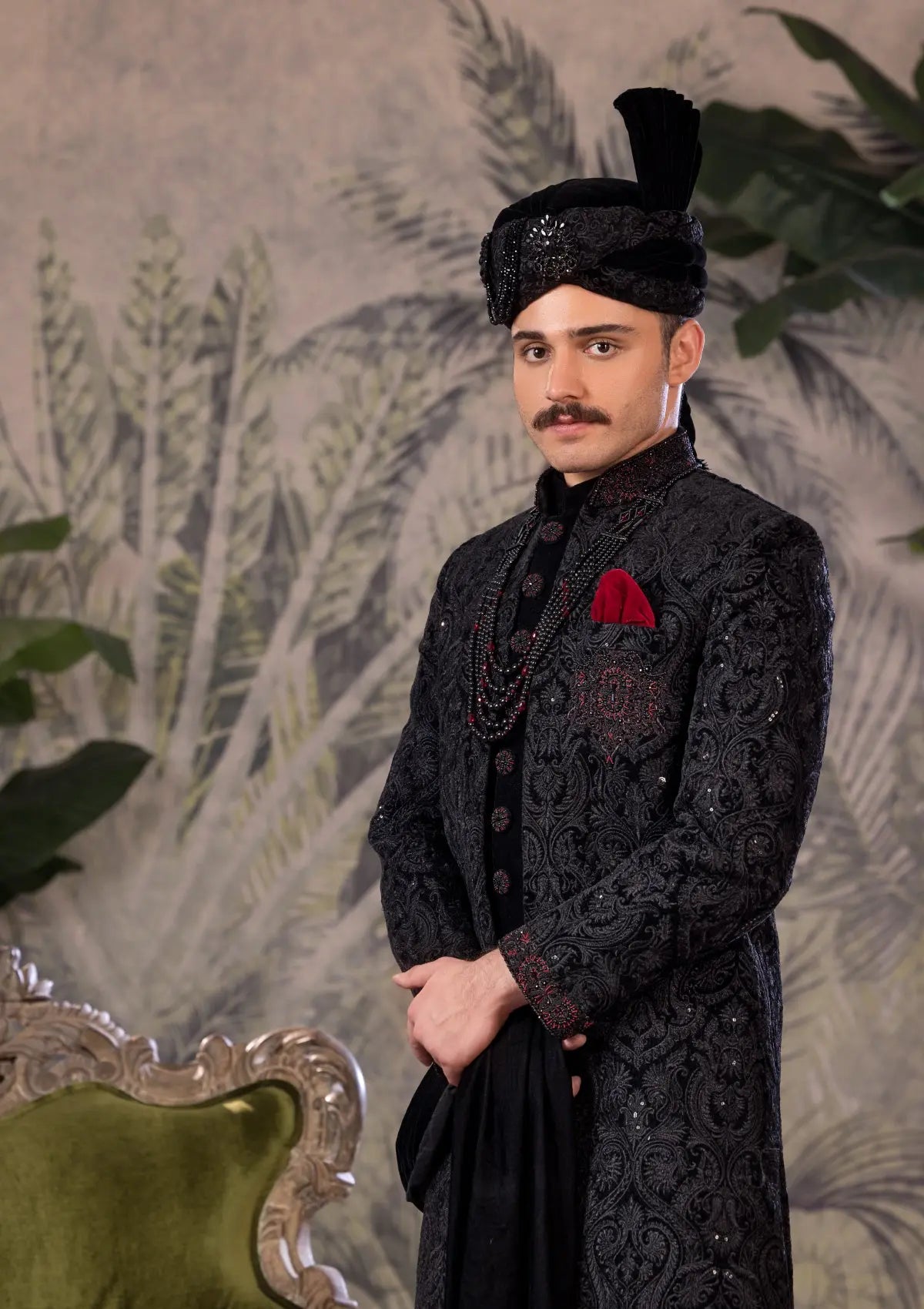 Bin Tayyab Sherwani (TD-1750)  BLACK Bin Tayyab