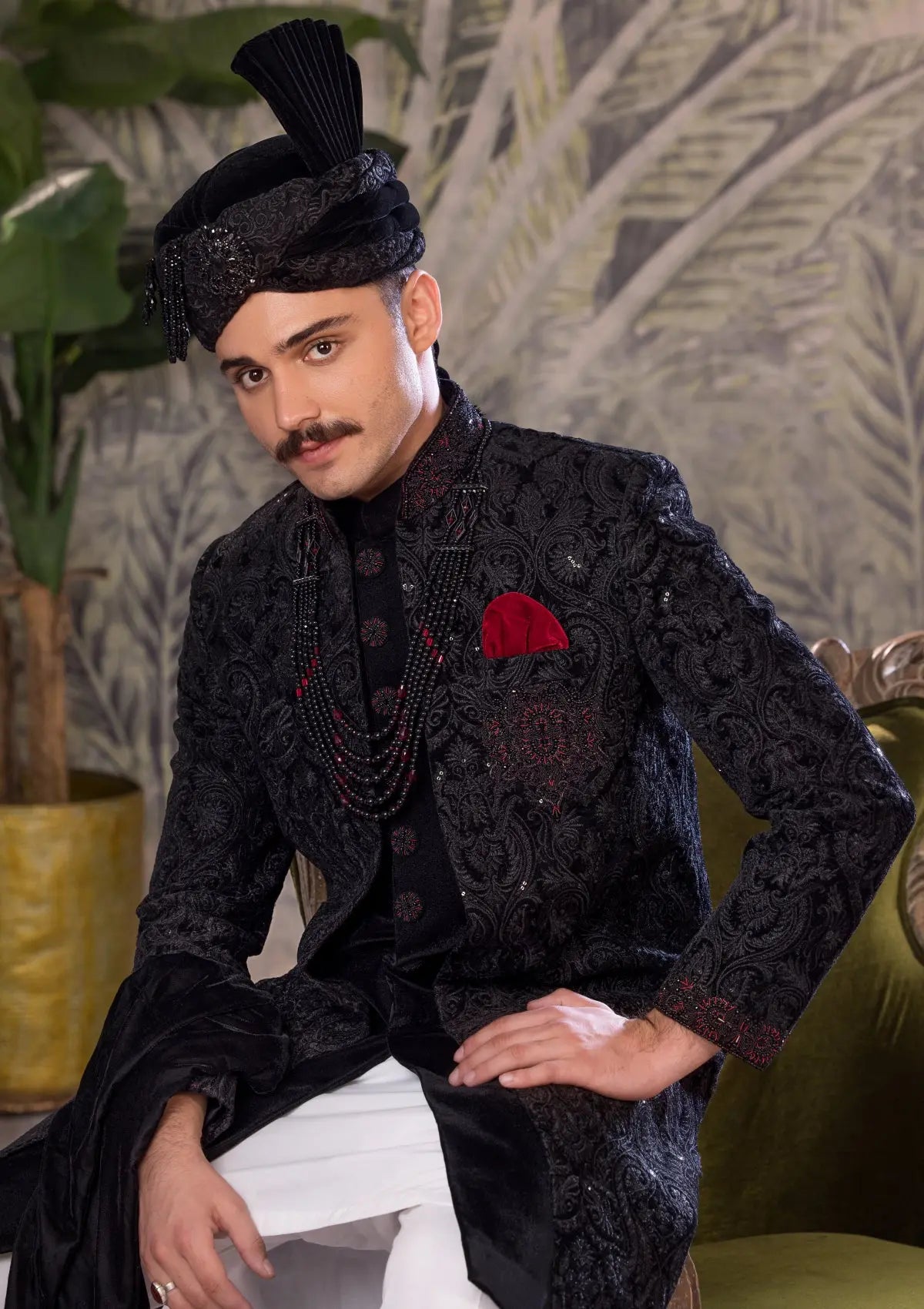 Bin Tayyab Sherwani (TD-1750)  BLACK Bin Tayyab
