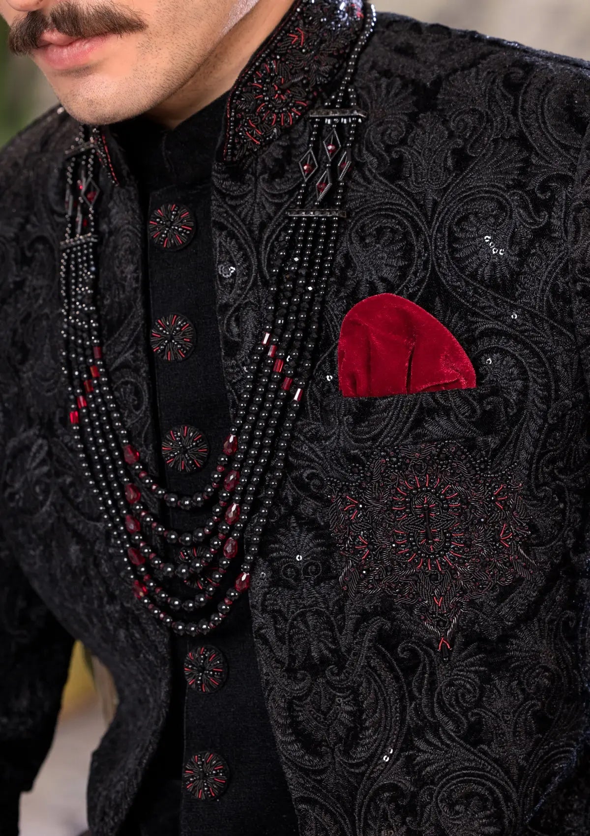 Bin Tayyab Sherwani (TD-1750)  BLACK Bin Tayyab