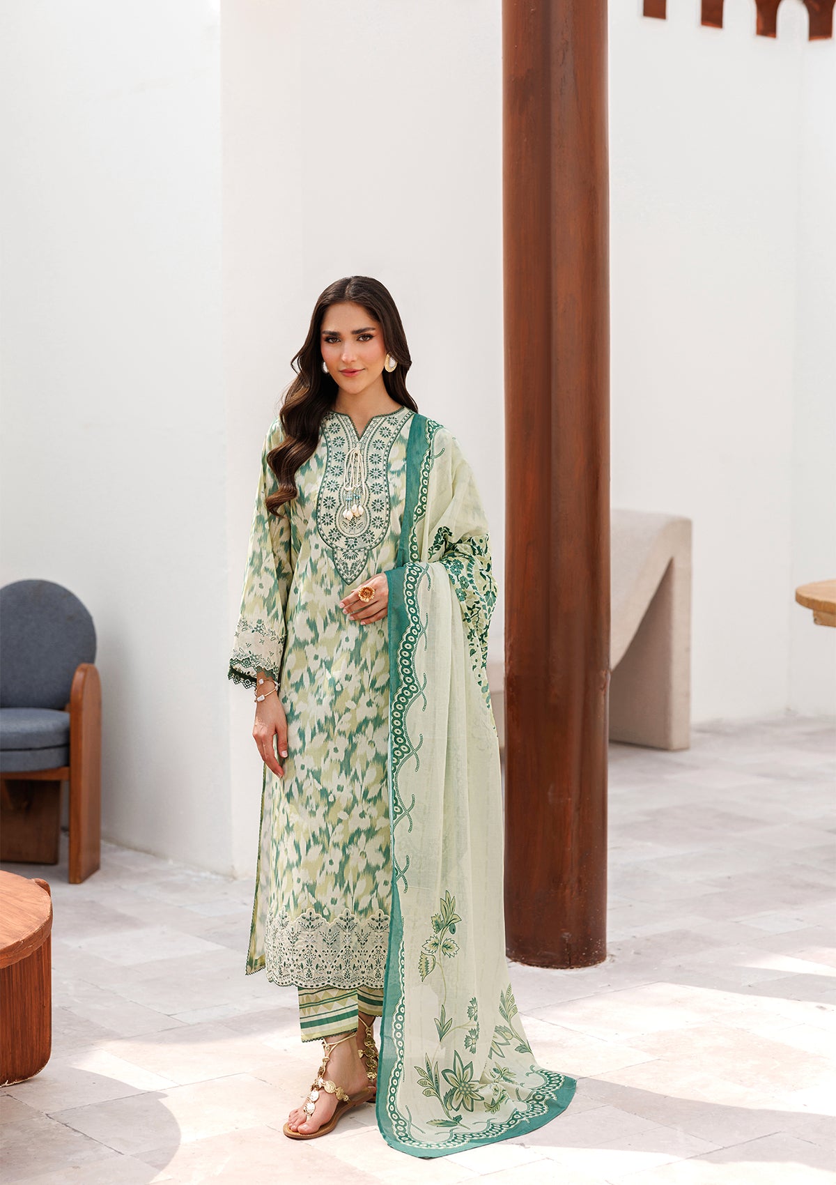 PRINTED EMB LAWN BT006810-LGR