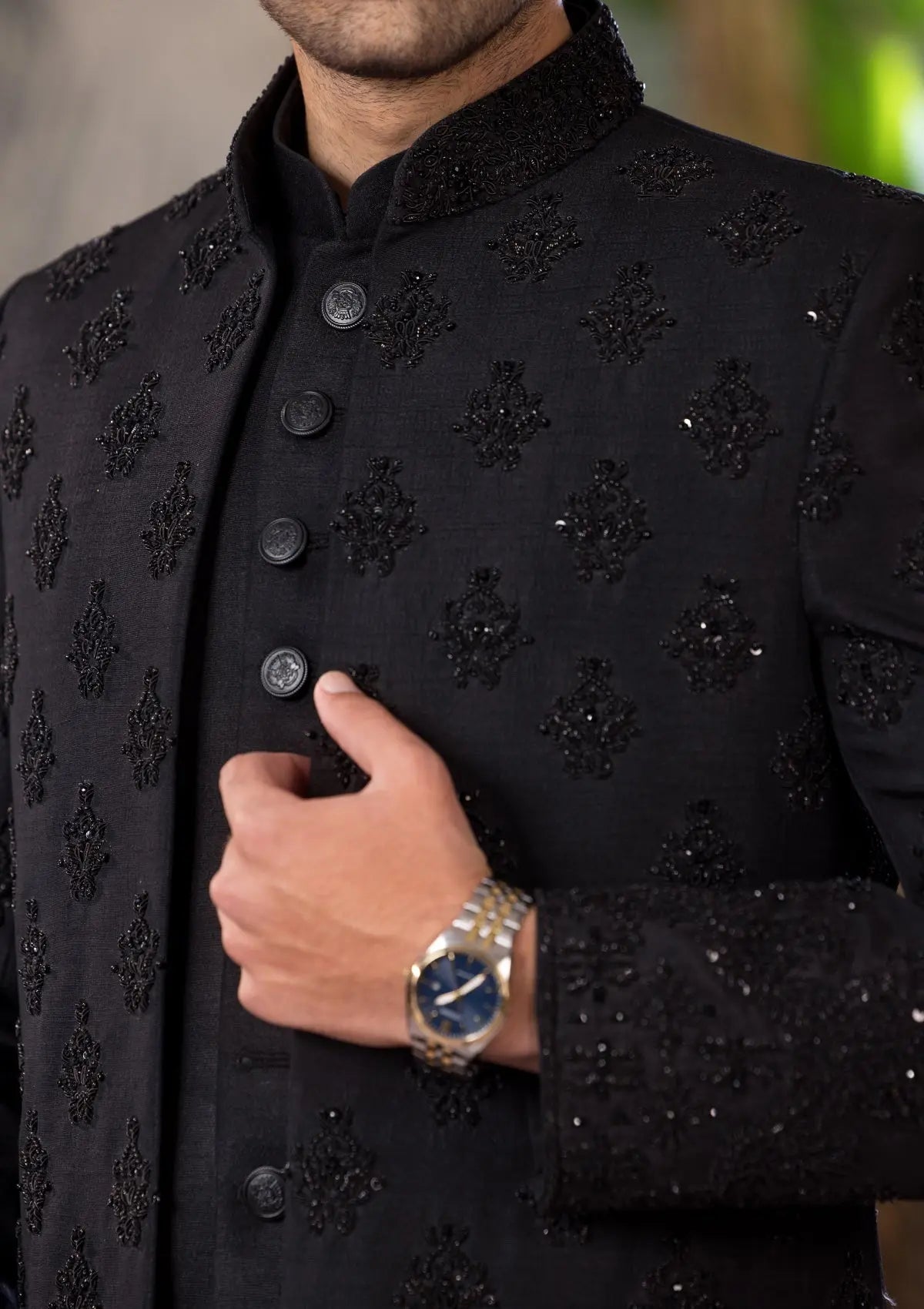 Bin Tayyab Sherwani (TD-1780)  Black Bin Tayyab
