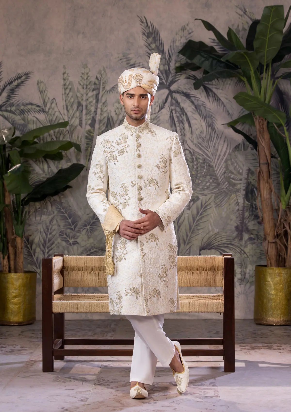 Bin Tayyab Sherwani (TD-1819)  OFF-WHITE Bin Tayyab