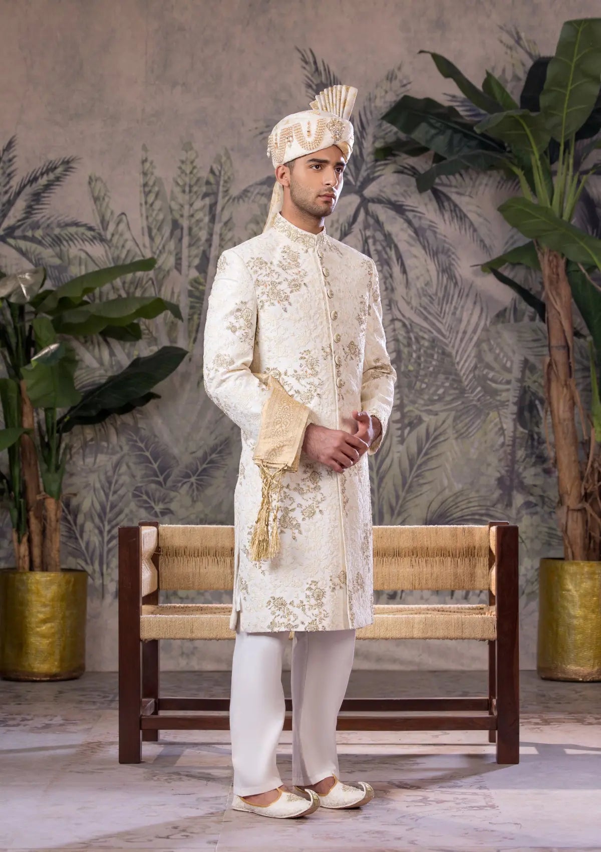 Bin Tayyab Sherwani (TD-1819)  OFF-WHITE Bin Tayyab