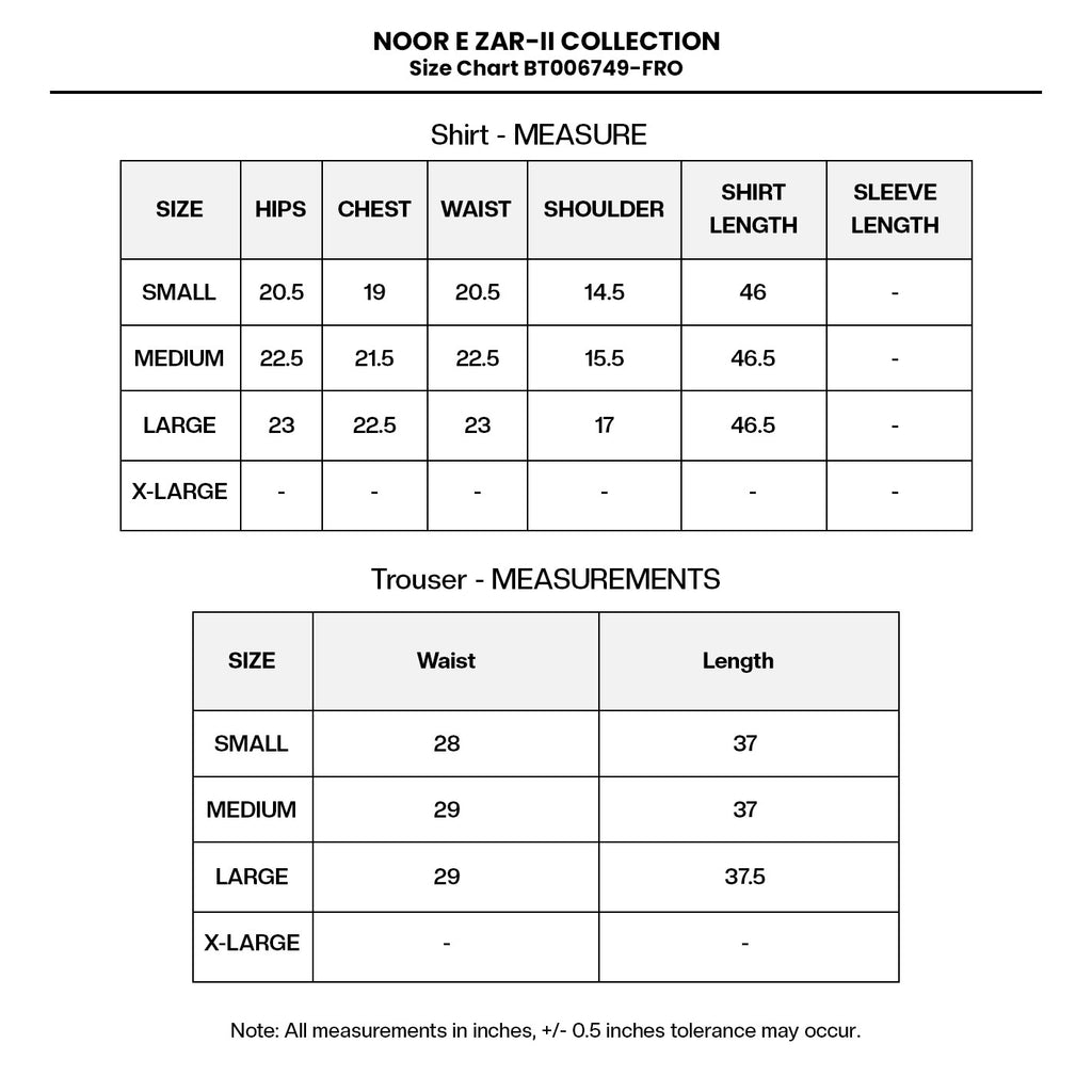 EMBROIDERED COTTON BT006749-FRO Size Chart