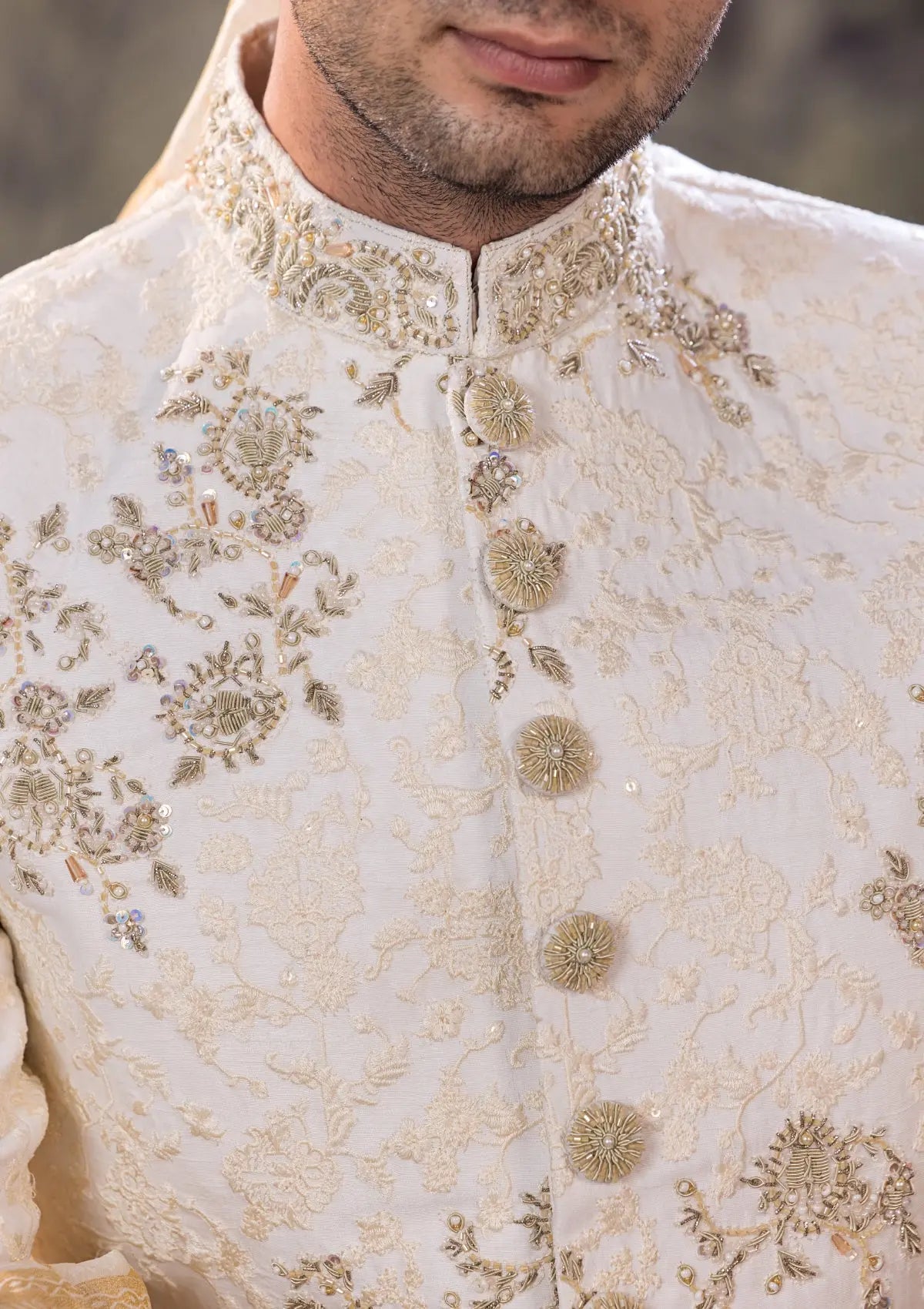 Bin Tayyab Sherwani (TD-1819)  OFF-WHITE Bin Tayyab