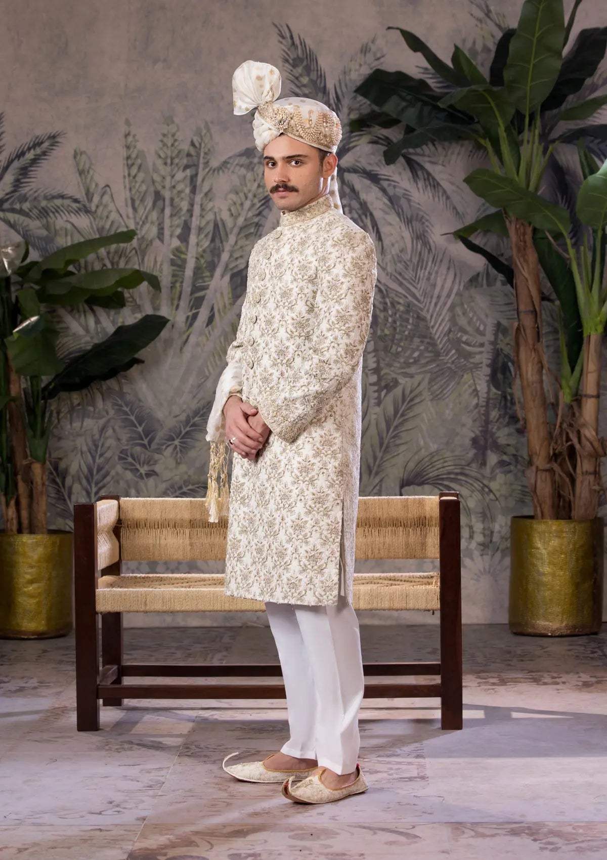 Bin Tayyab Sherwani (TD-1819)  OFF-WHITE Bin Tayyab