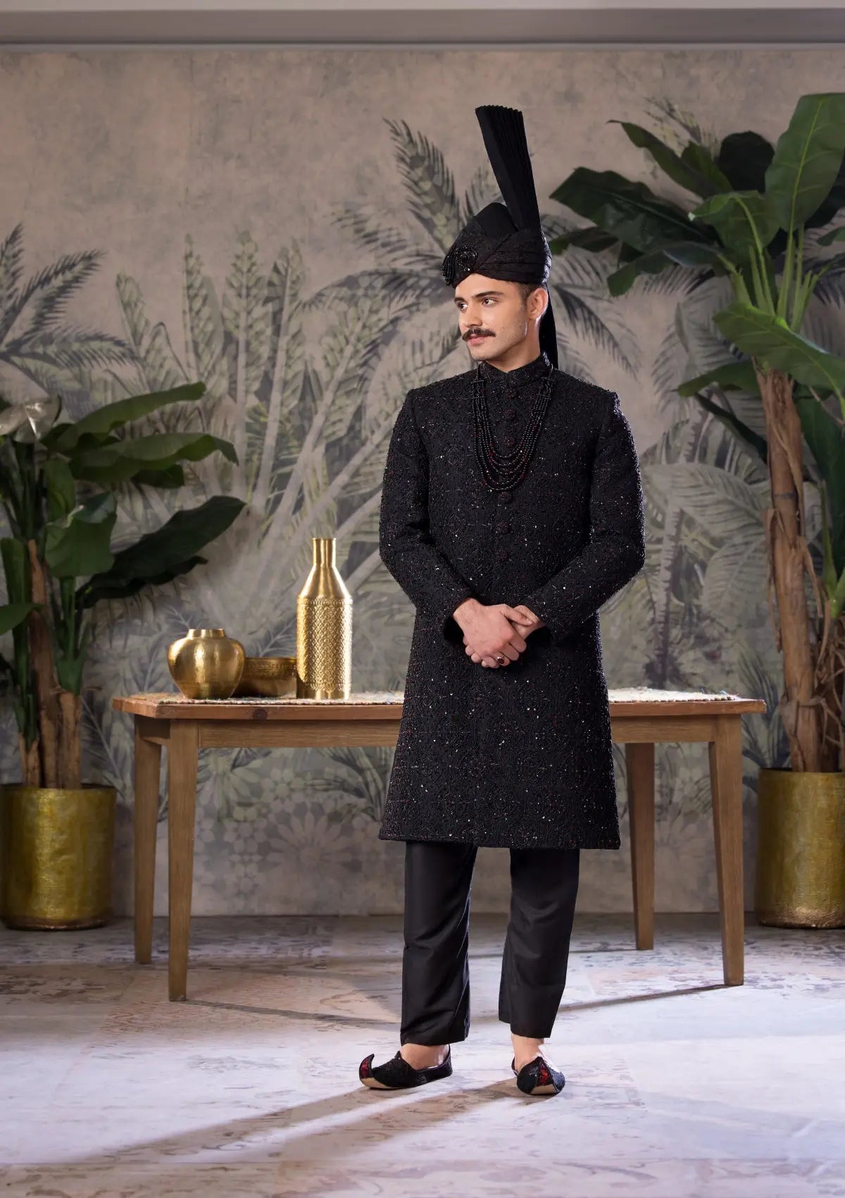 Bin Tayyab Sherwani (TD-1681)  Black Bin Tayyab