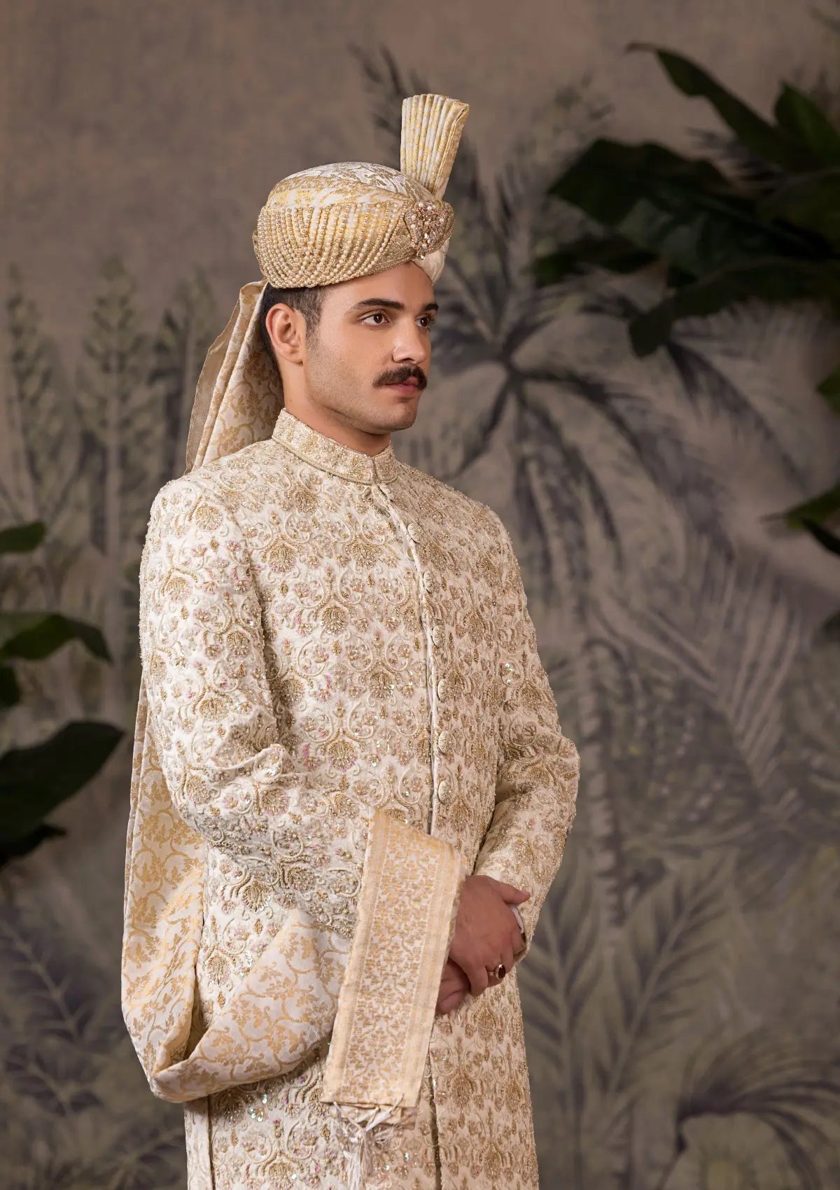Bin Tayyab Sherwani (TD-1807)  OFF WHITE Bin Tayyab
