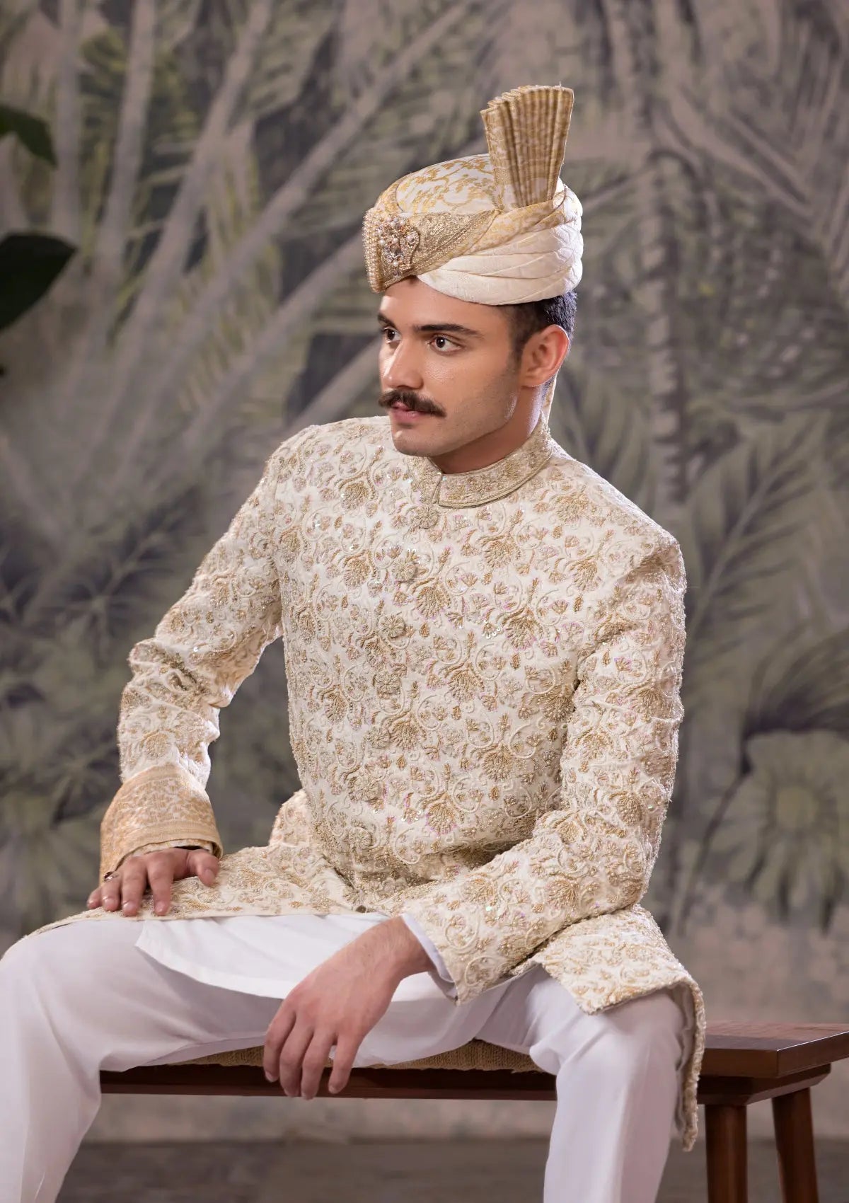 Bin Tayyab Sherwani (TD-1807)  OFF WHITE Bin Tayyab