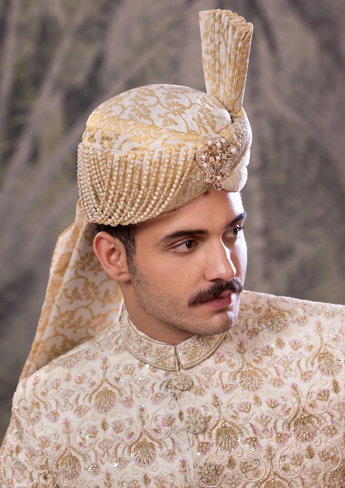 Bin Tayyab Sherwani (TD-1807)  OFF WHITE Bin Tayyab