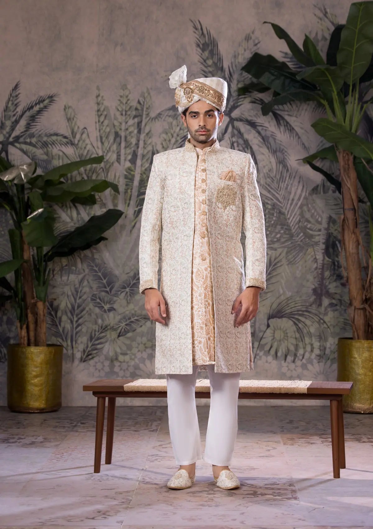 Bin Tayyab Sherwani (TD-1768)  OFF WHITE Bin Tayyab