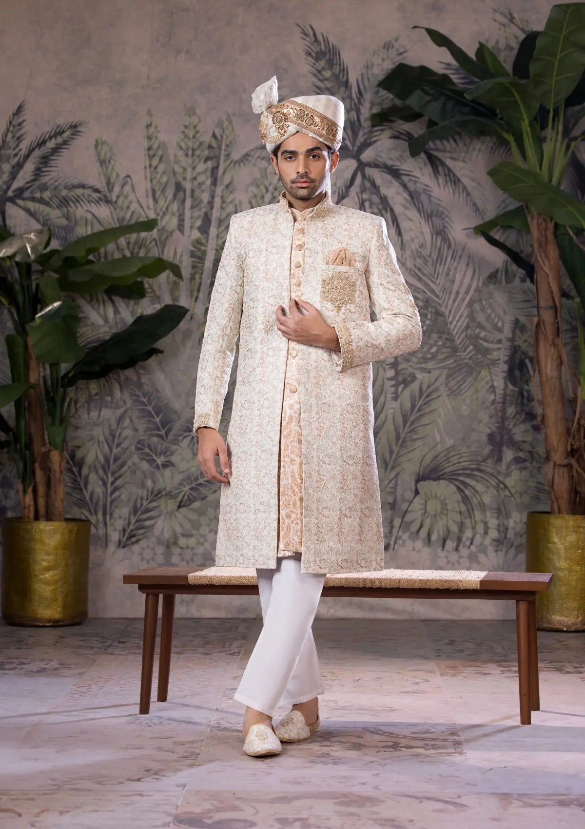 Bin Tayyab Sherwani (TD-1768)  OFF WHITE Bin Tayyab