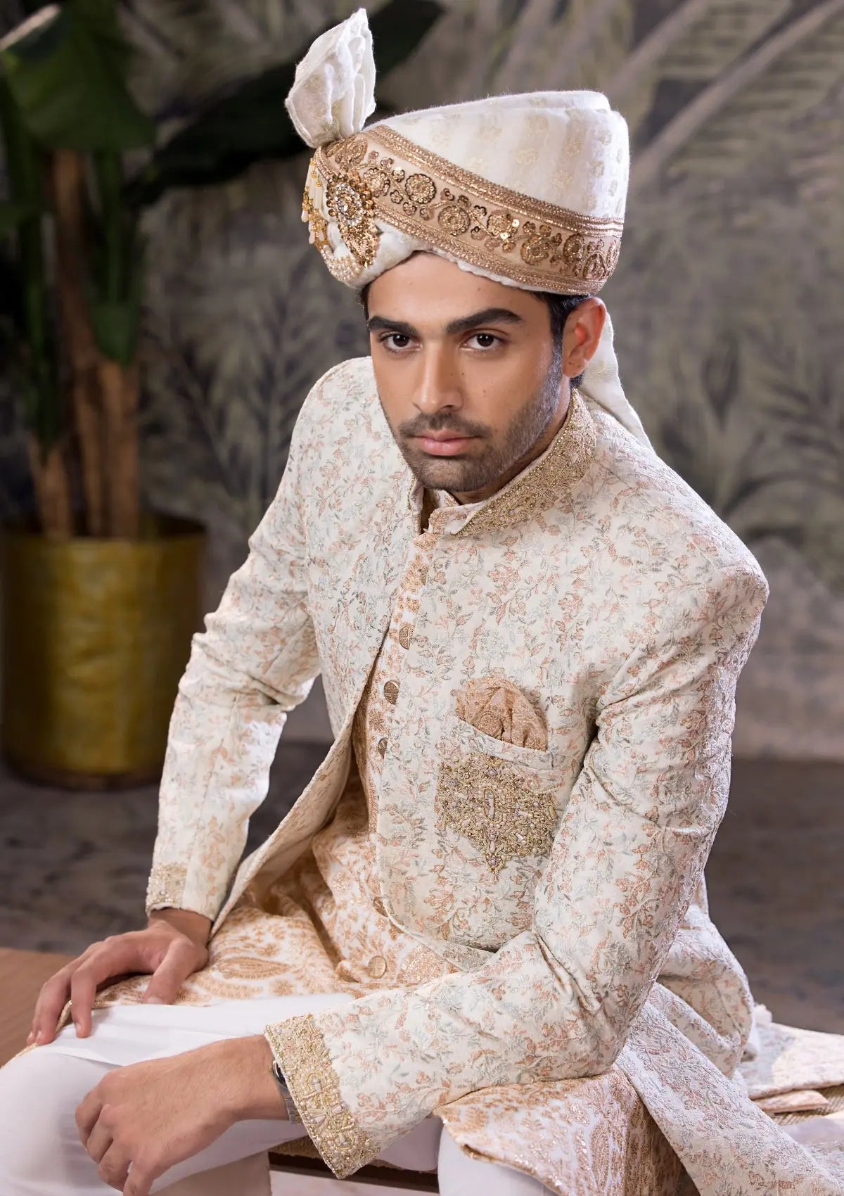 Bin Tayyab Sherwani (TD-1768)  OFF WHITE Bin Tayyab