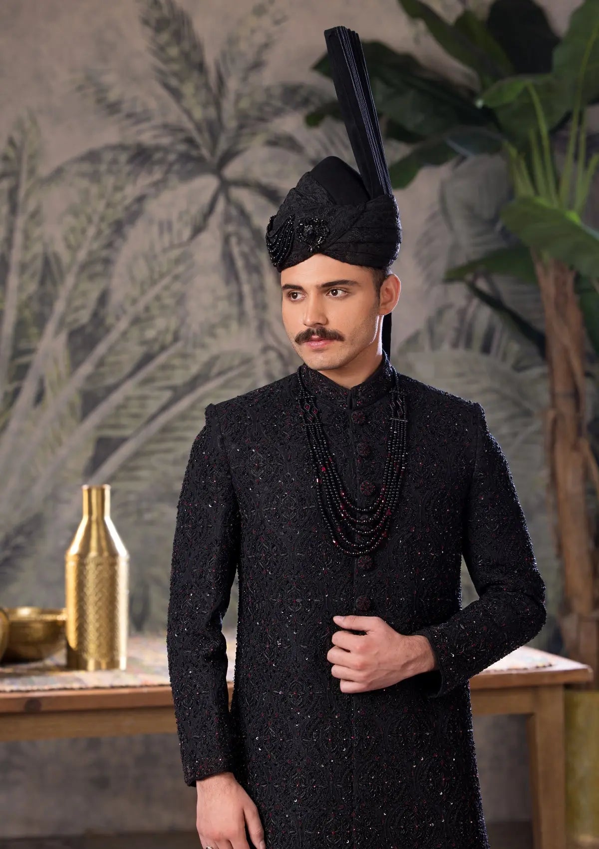 Bin Tayyab Sherwani (TD-1681)  Black Bin Tayyab