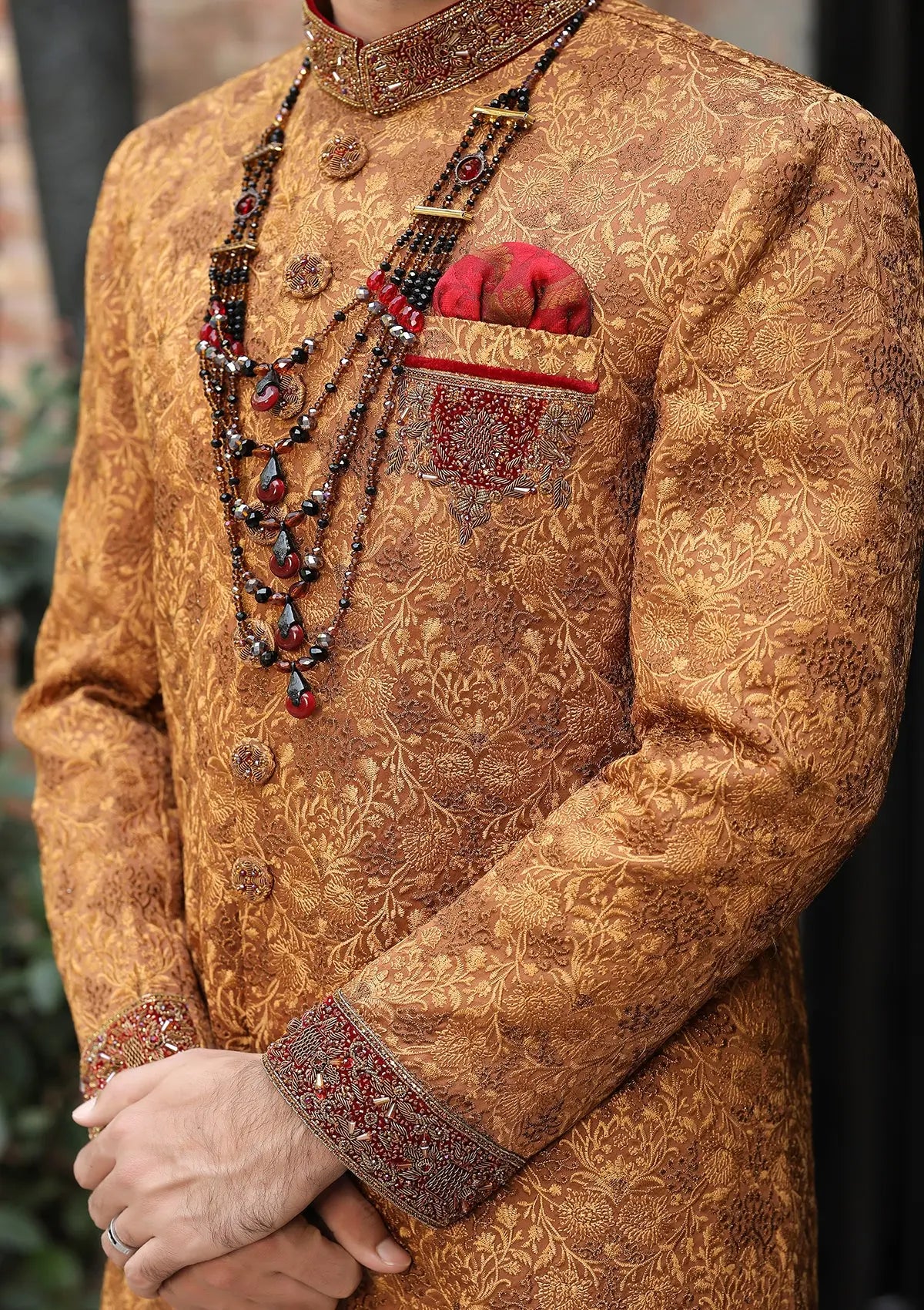 Bin Tayyab Sherwani (TD-1395-4) Rust Bin Tayyab