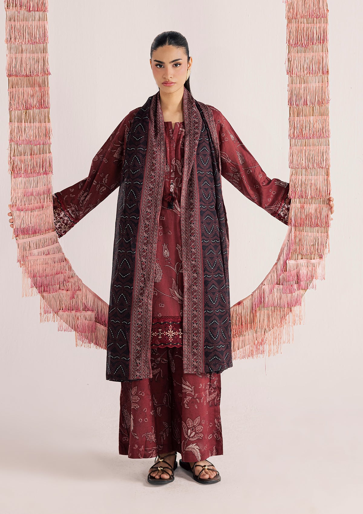 PRINTED EMBROIDERED LAWN BT006852-MRN