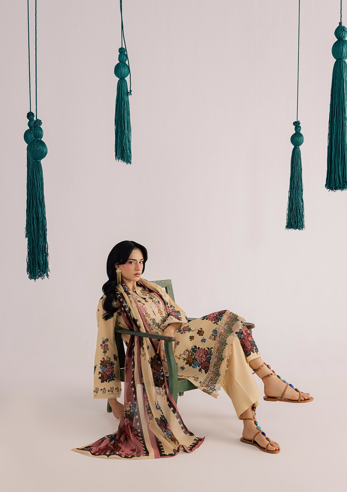 PRINTED EMBROIDERED LAWN BT006860-KHK