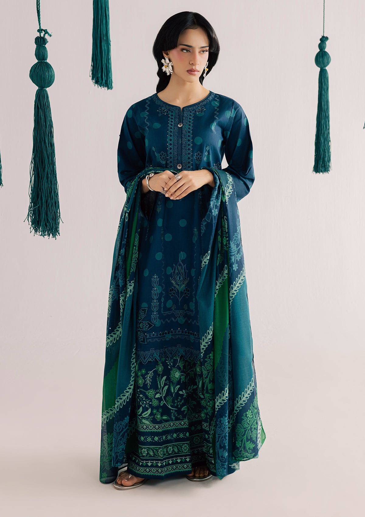 PRINTED EMBROIDERED LAWN BT006860-BGN