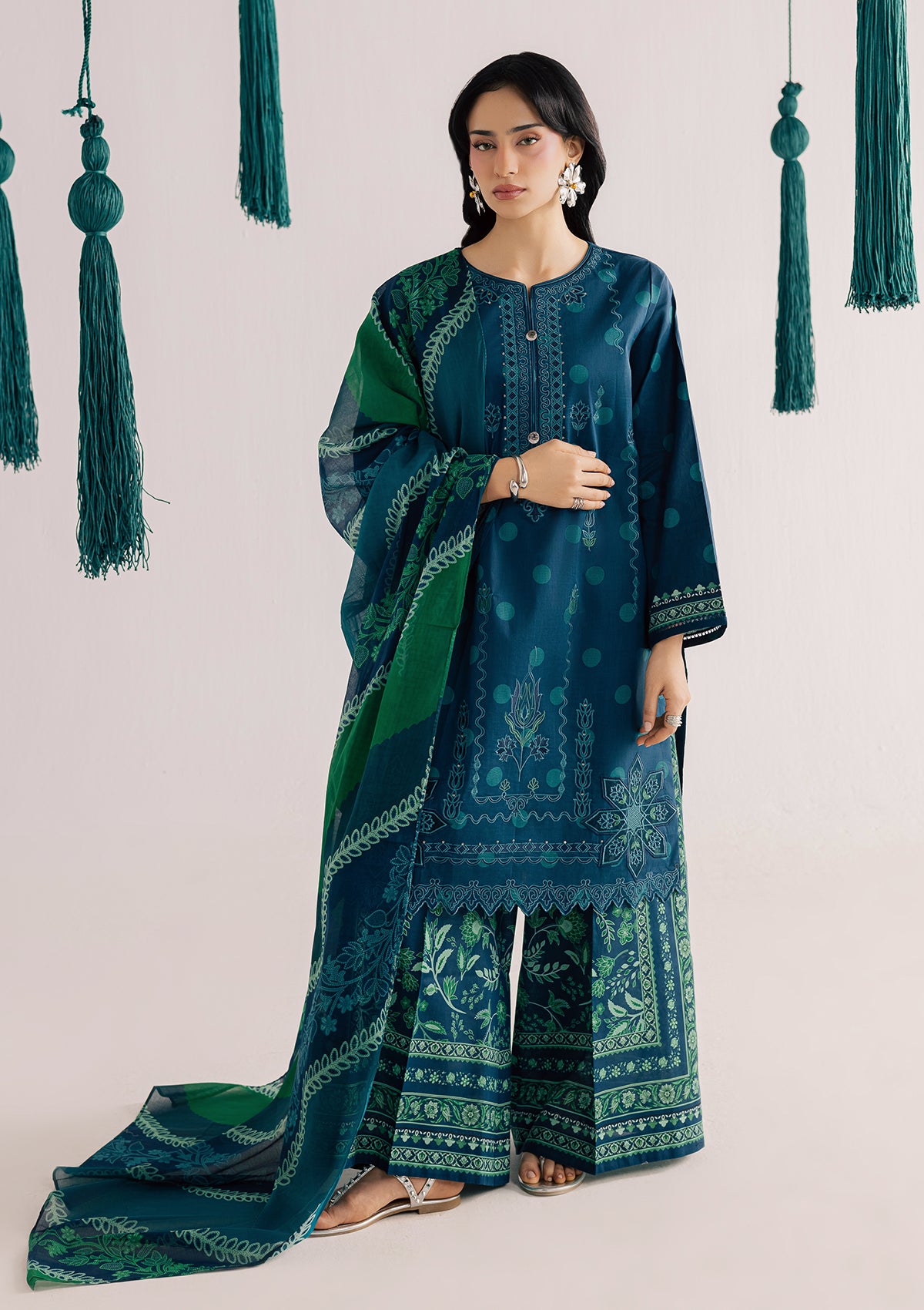 PRINTED EMBROIDERED LAWN BT006860-BGN