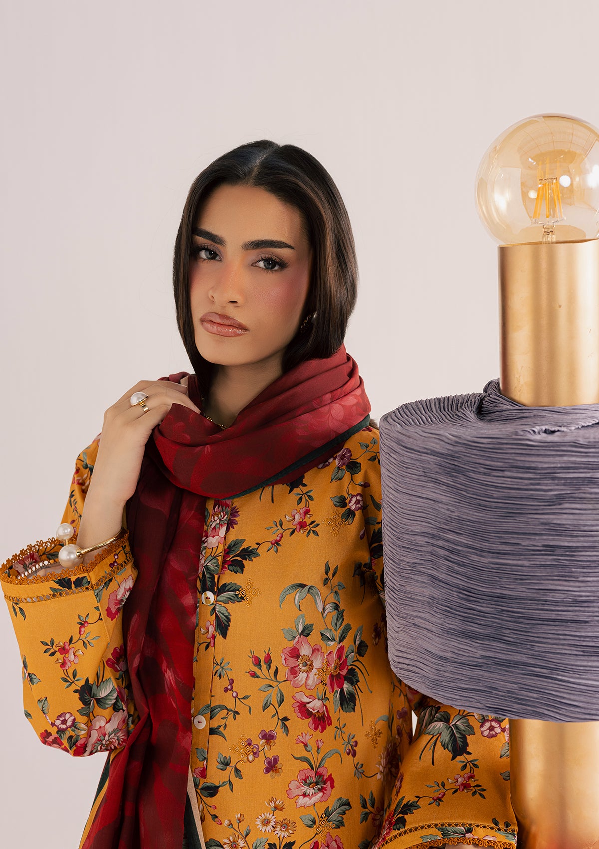 PRINTED EMBROIDERED LAWN BT006860-ORN