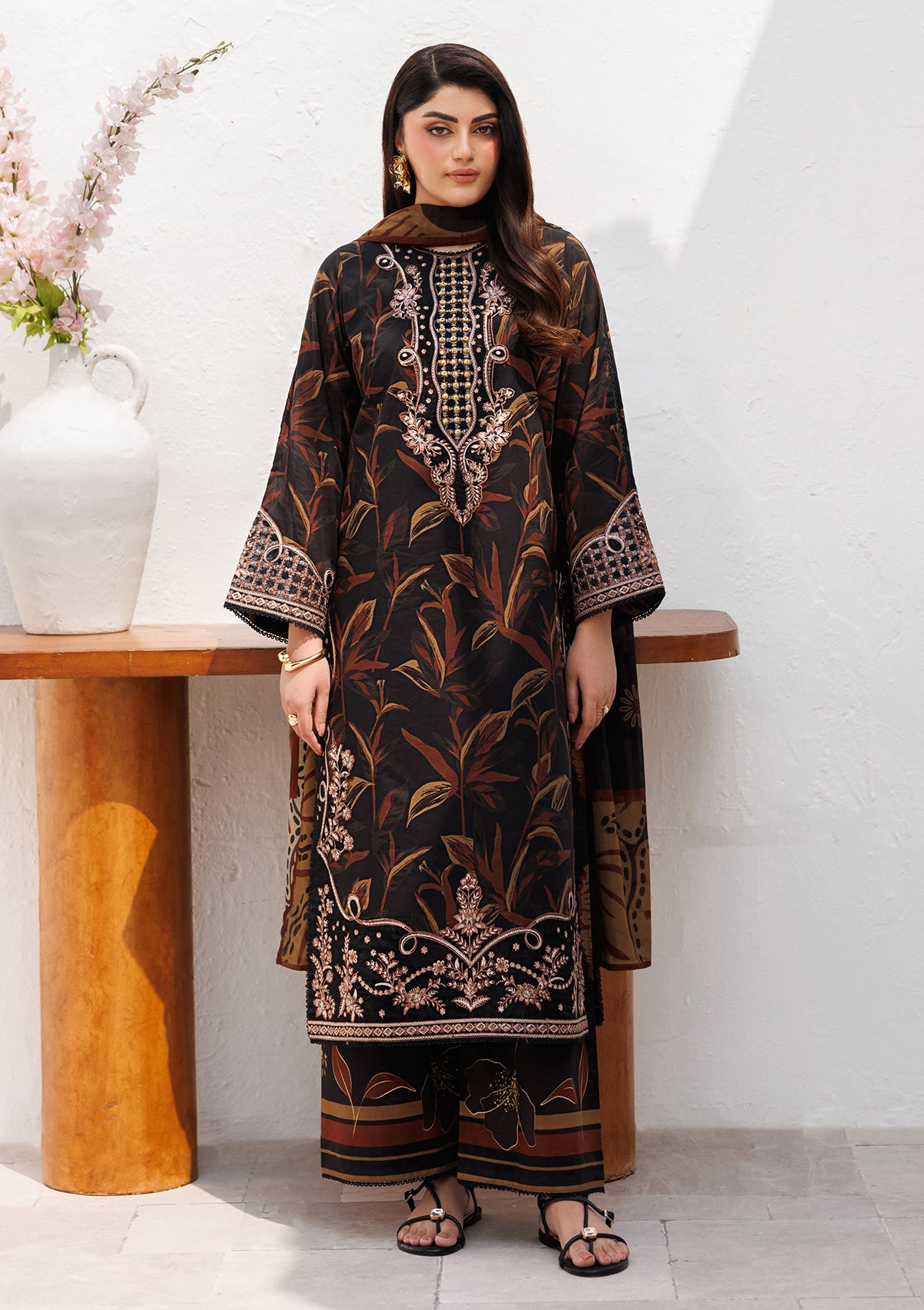 PRINTED EMB LAWN BT006810-BKB