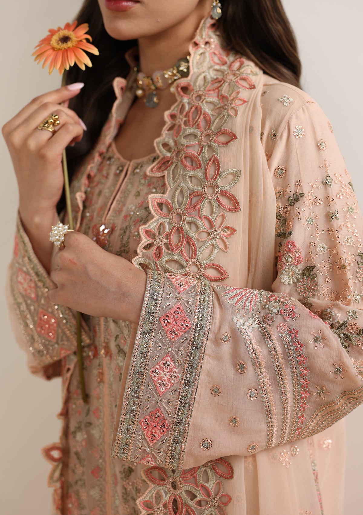 Embroidered Chiffon BT006678-PCH