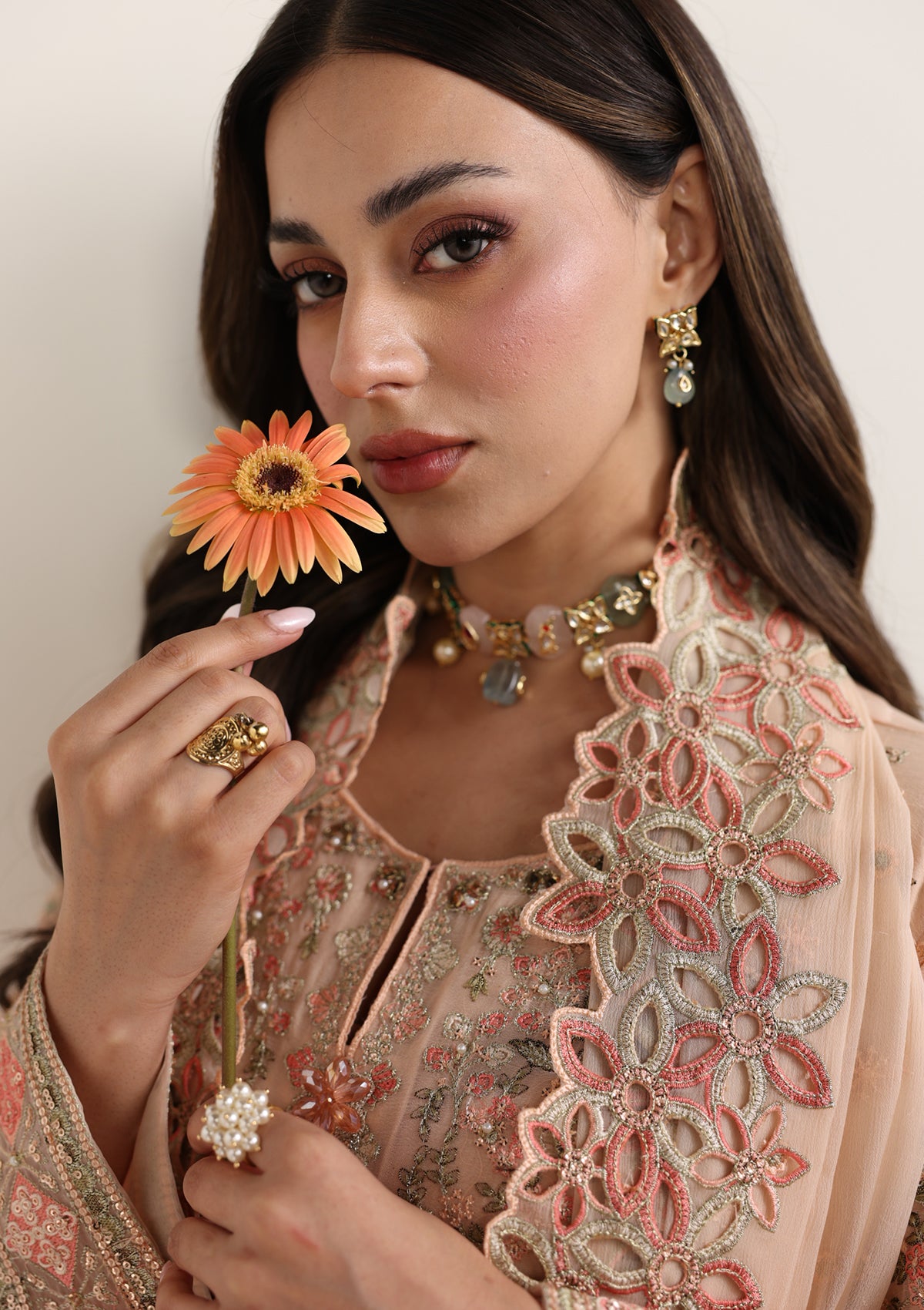 Embroidered Chiffon BT006678-PCH