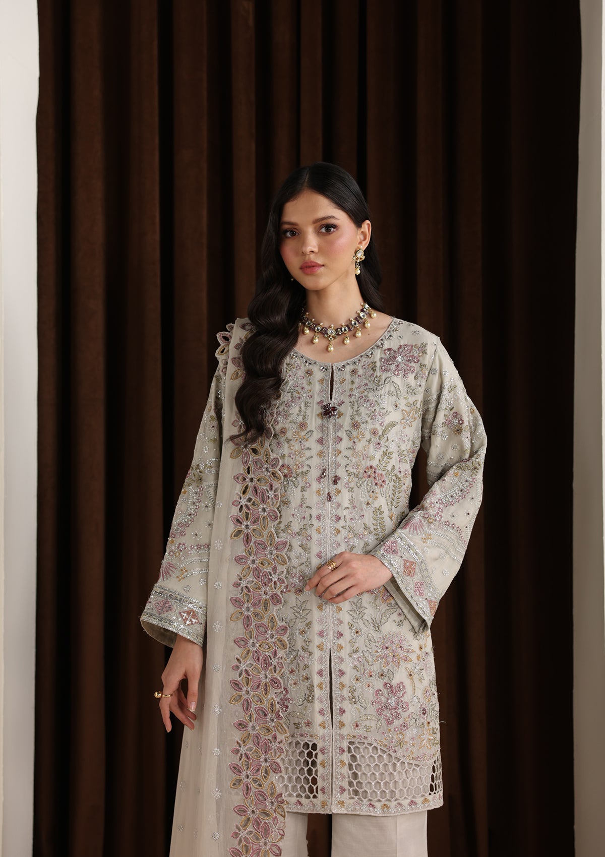 Embroidered Chiffon BT006678-GRY