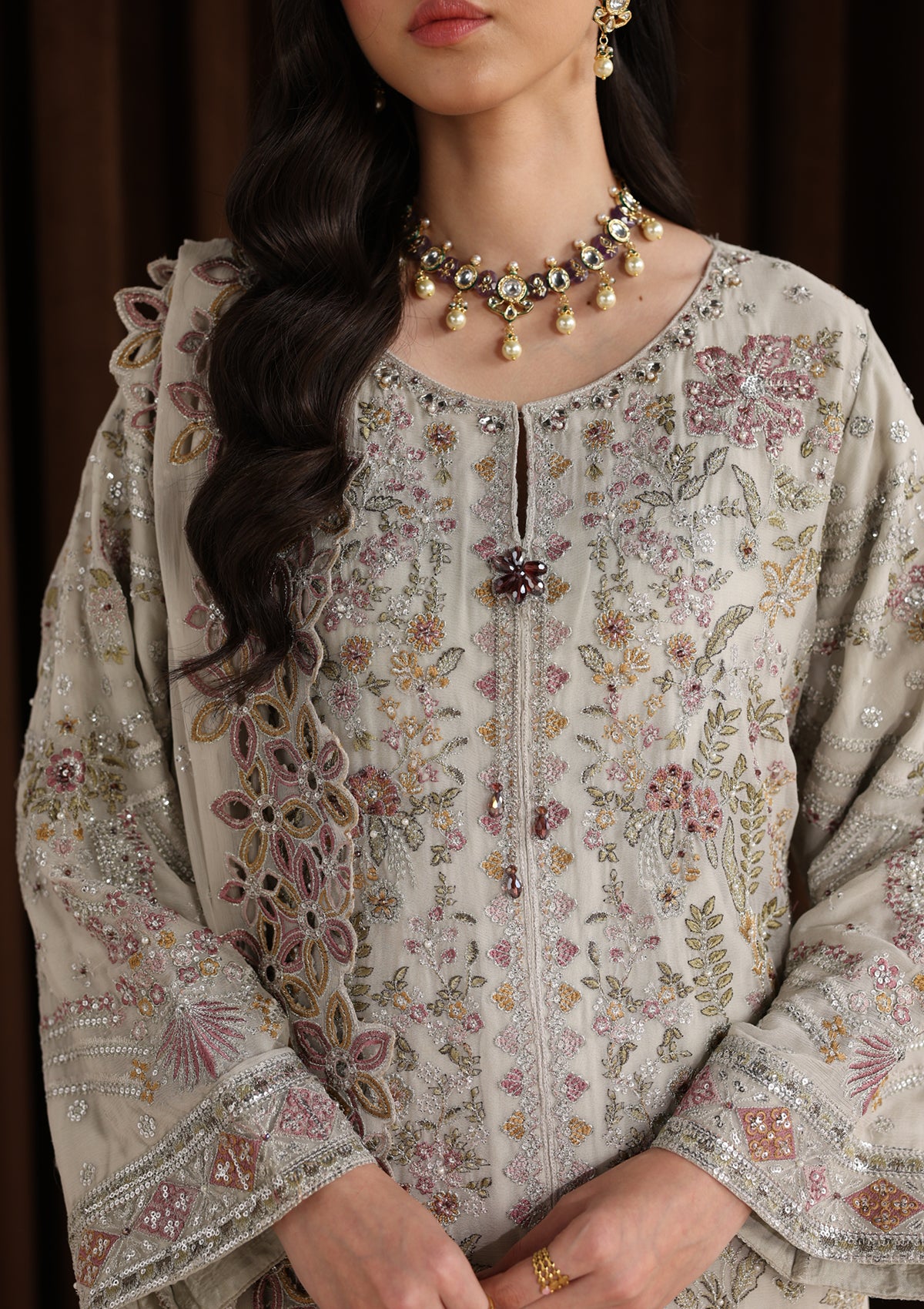 Embroidered Chiffon BT006678-GRY